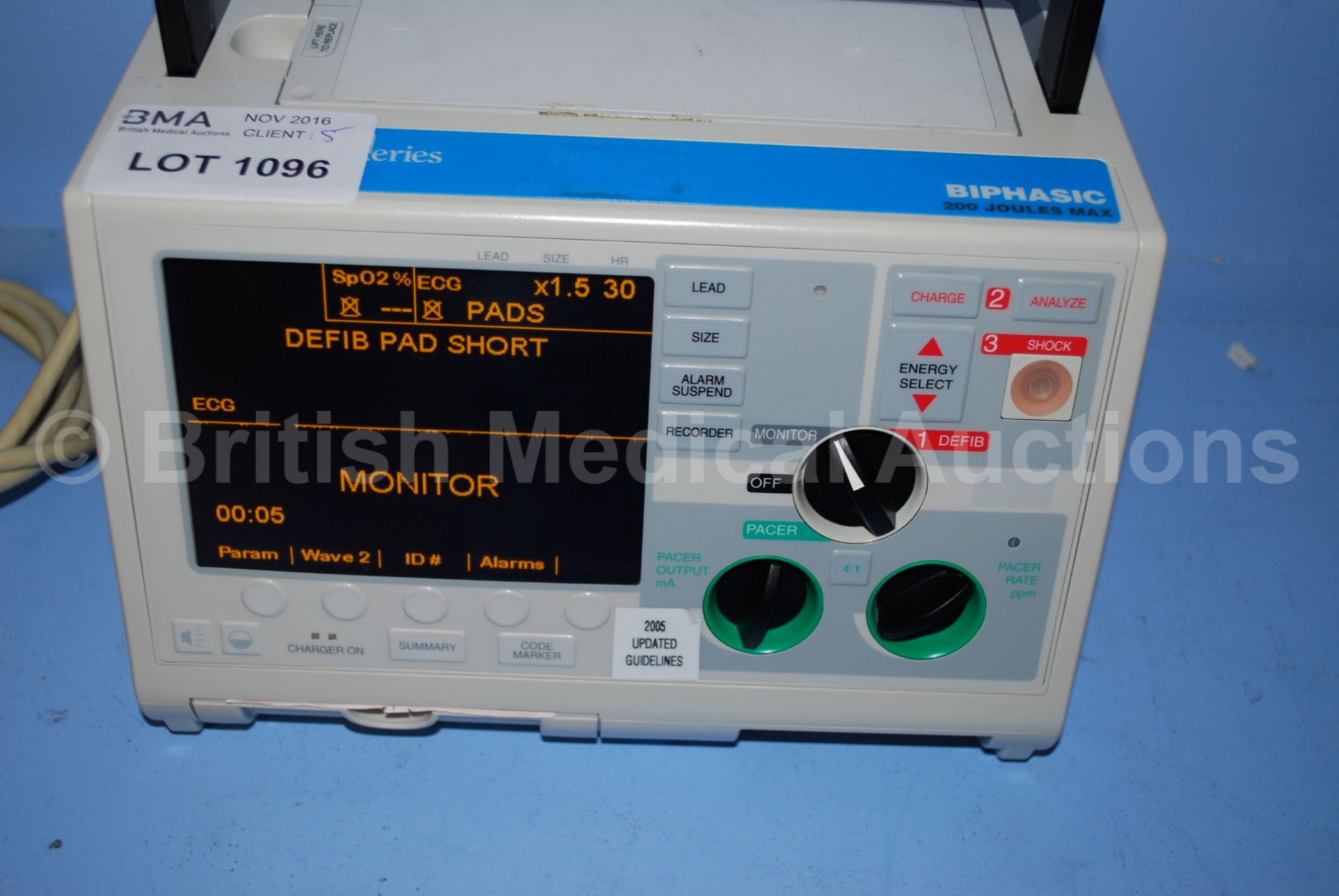 Zoll M Series Biphasic 200 Joules Max Defibrillato - Image 3 of 4