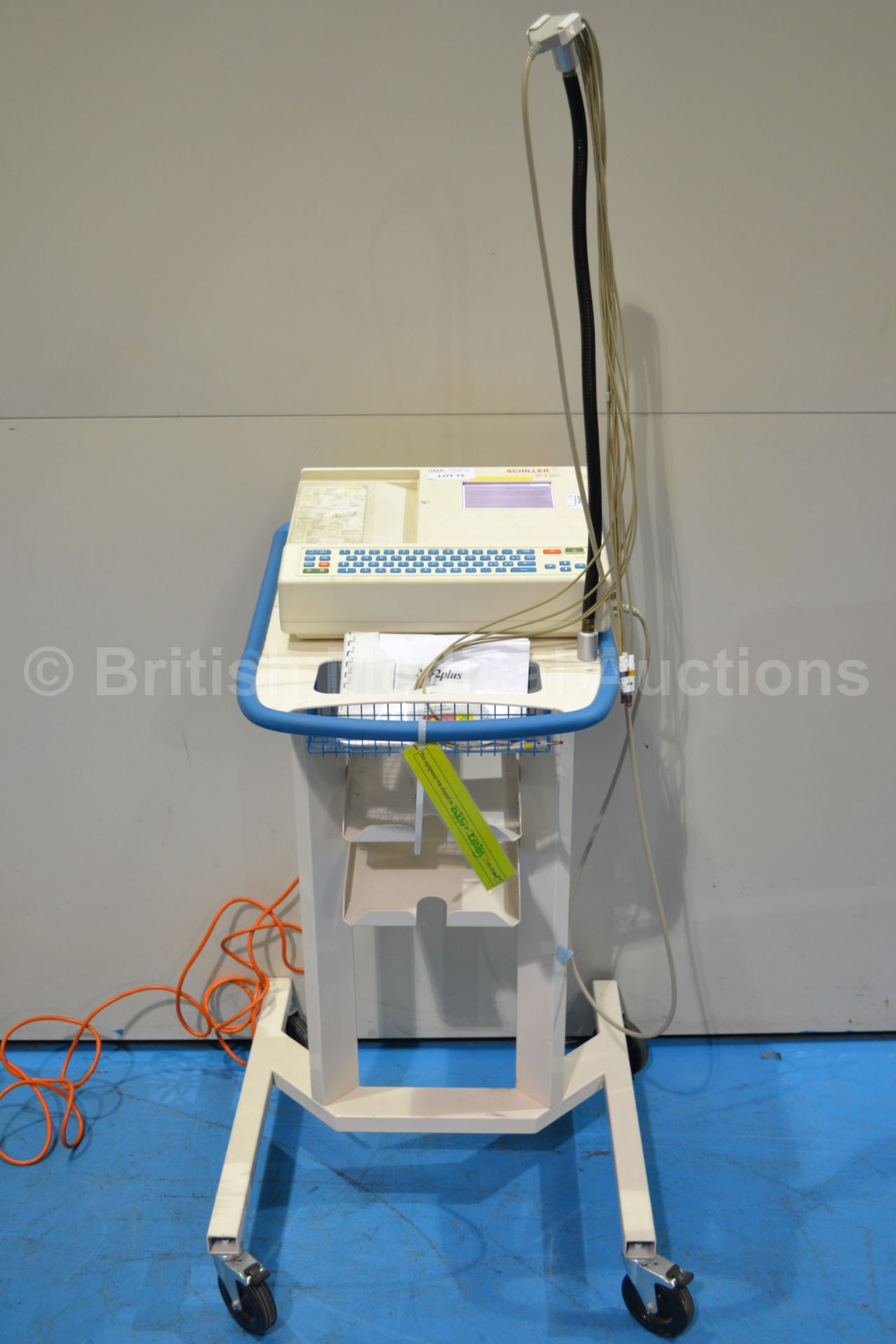 Schiller AT-2 Plus ECG Machine on Trolley with ECG