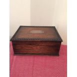 1925 Oak cigar box with silver plaque. Birmingham,