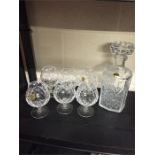 Crystal decanter and 6 glasses, french