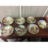 7 Coalport plates - The tale of a country village