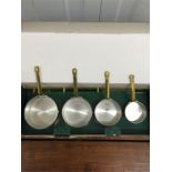 Boxed copper measuring set with brass rack