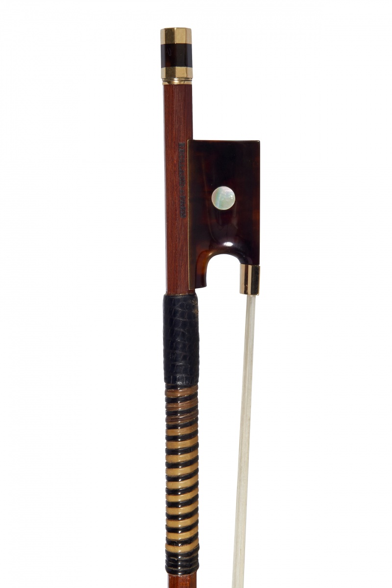 A French Gold-and-Tortoiseshell Mounted Violin Bow by Benoit Rolland