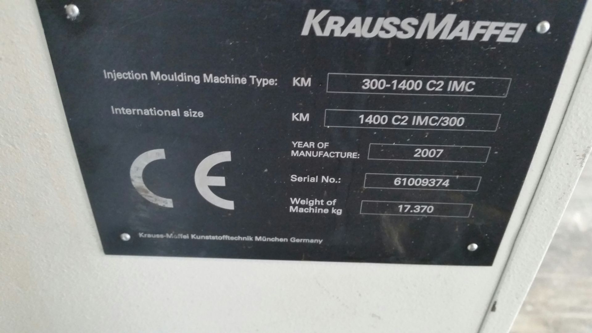 330 Ton, 9.87 oz KRAUSS MAFFEI Compounding Machine w/ Twin Screw Extruder | Model: KM300/1400 C2 IMC - Image 7 of 7