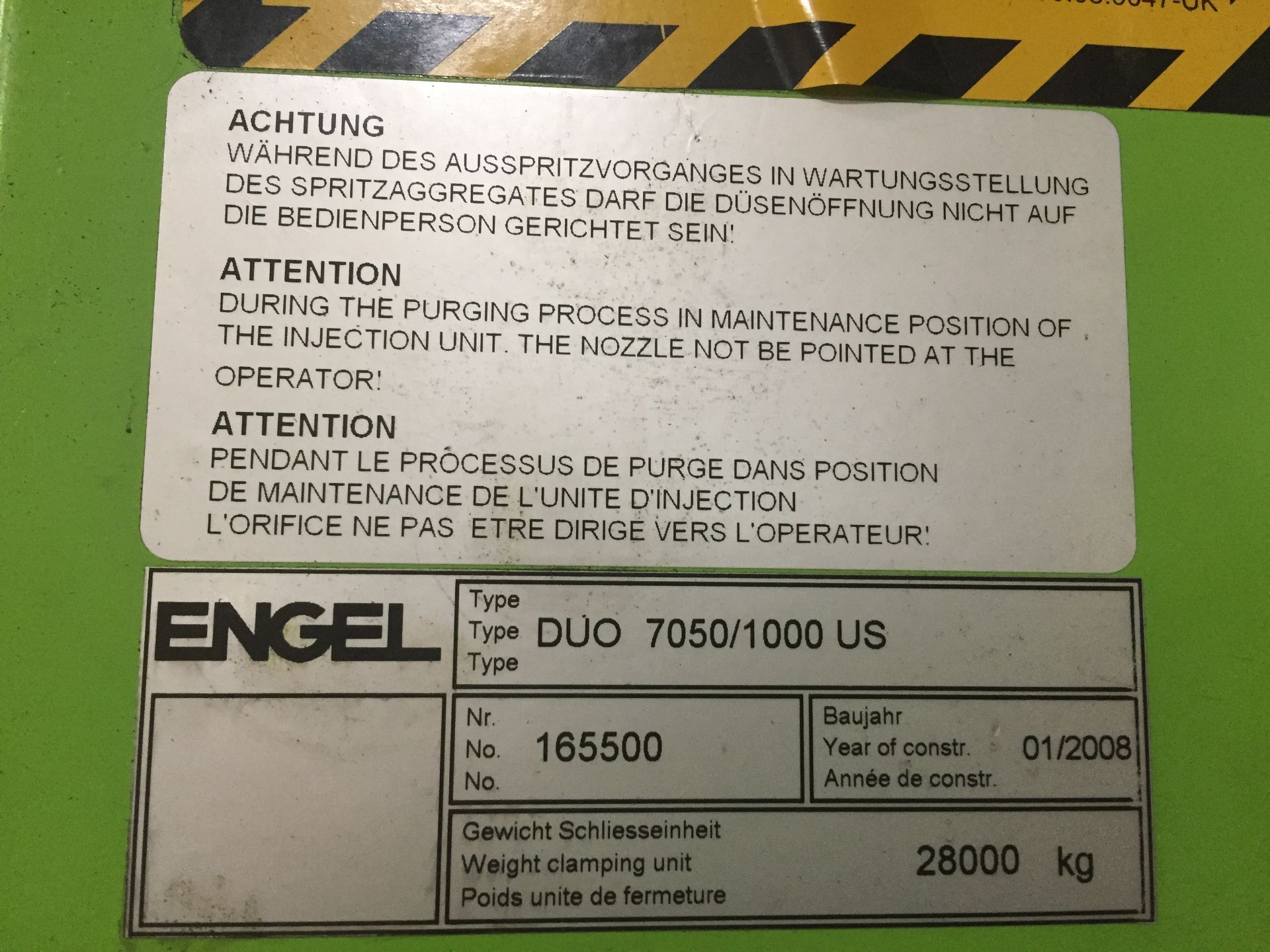 1000 Ton, 137 oz. ENGEL Injection Molding Machine | Model: DUO 7050/1000 US | Year: 2008 - Image 8 of 8