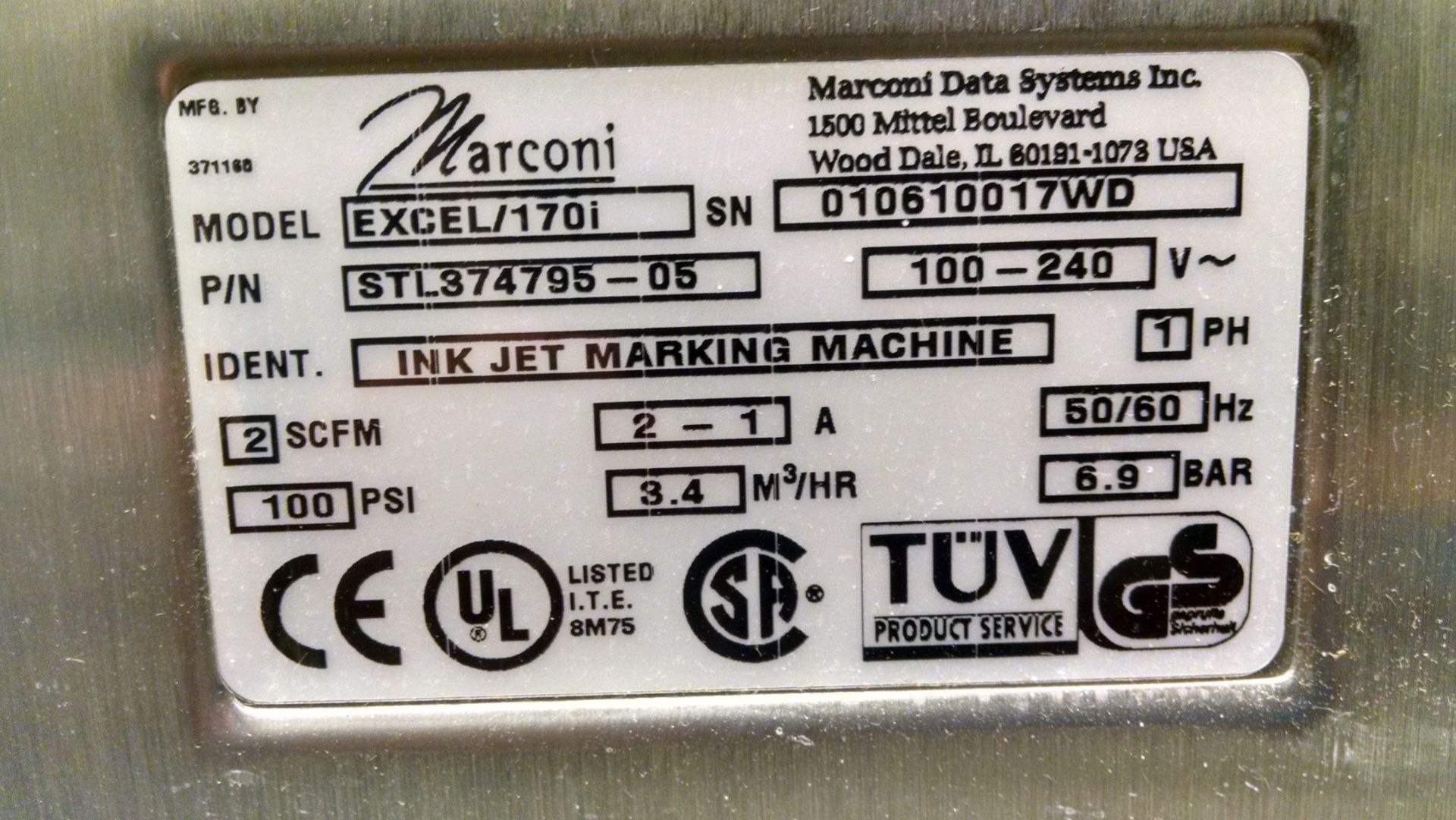 MARCONI VideoJet Printer/Marking Machine | Model: Excel 170i - Image 4 of 4