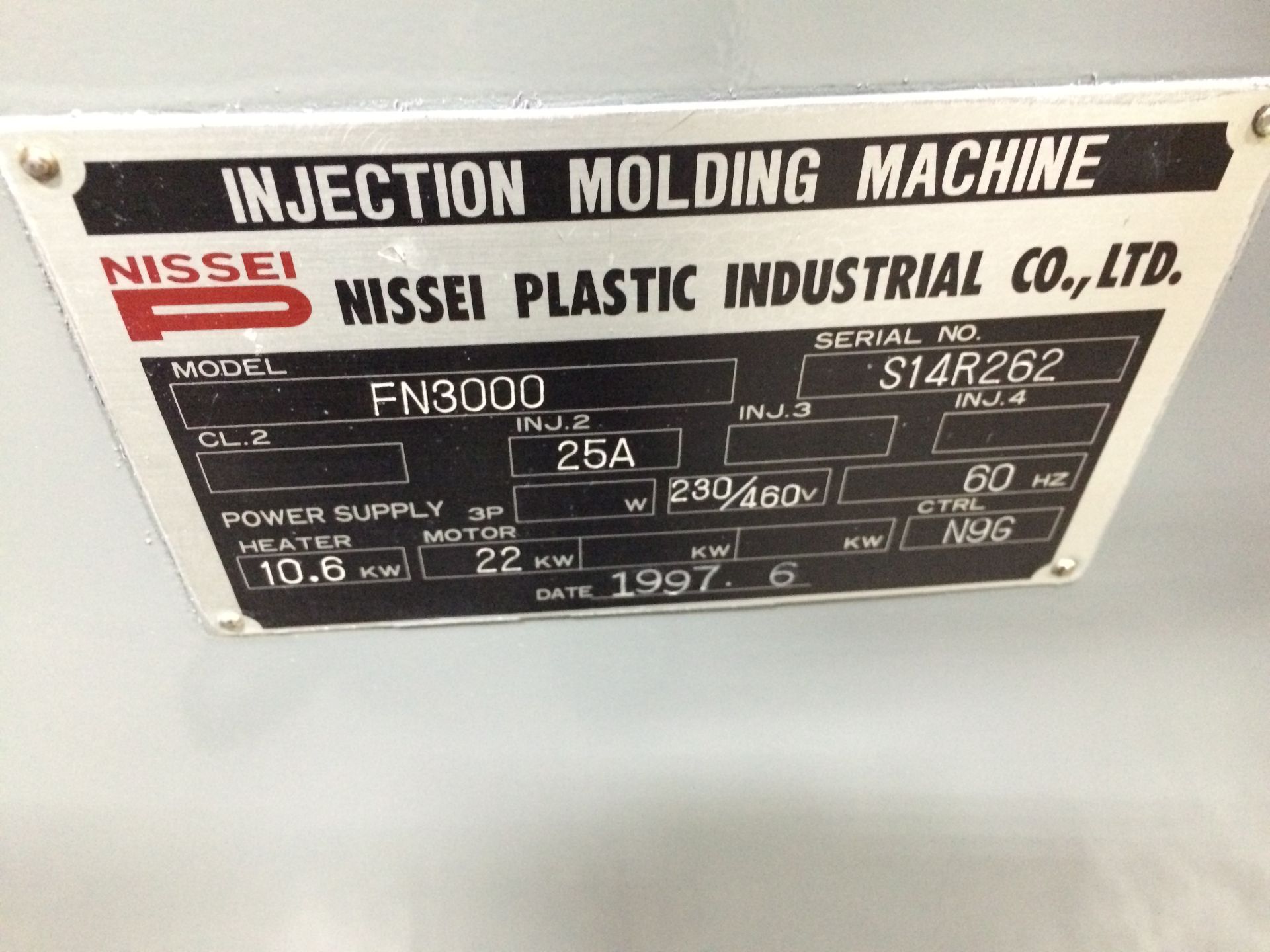 140 Ton, 8.5 oz. NISSEI Injection Molding Machine | Model: FN3000-25A - Image 8 of 8