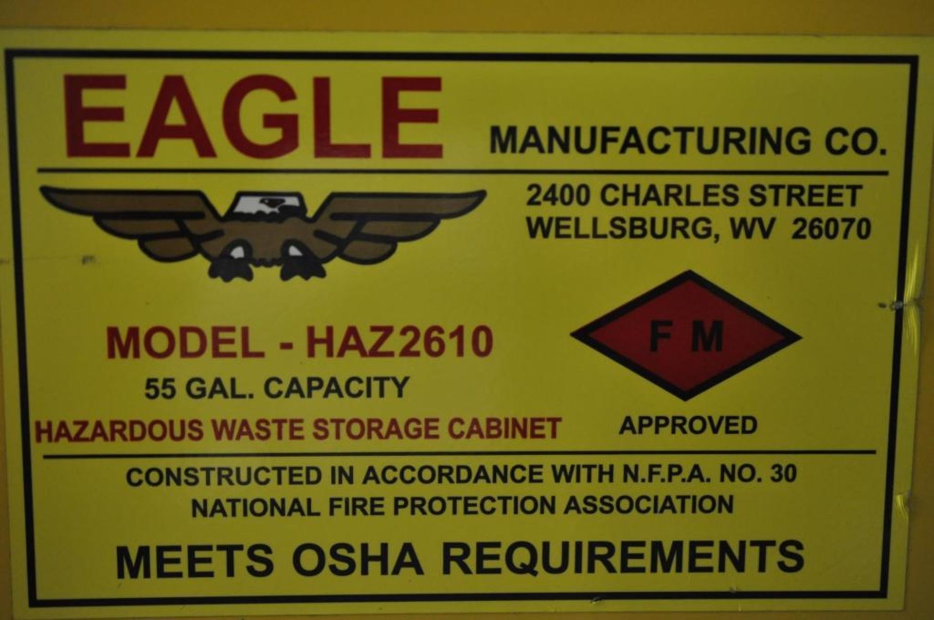 Eagle hazardous waste storage cabinet - Image 3 of 3