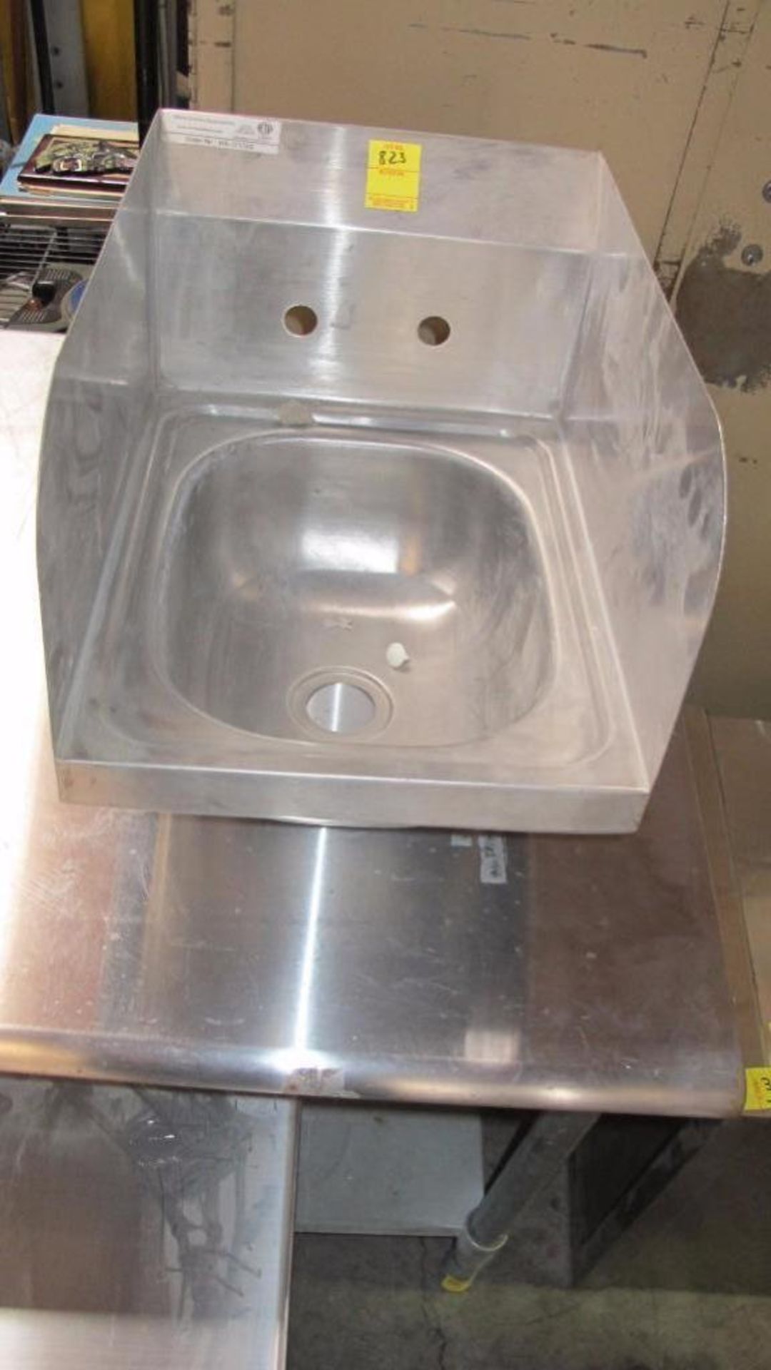 Hand sink. 12 in wide 17in deep 8in backsplash (3 sides). no base and no faucet. Atlanta culinary