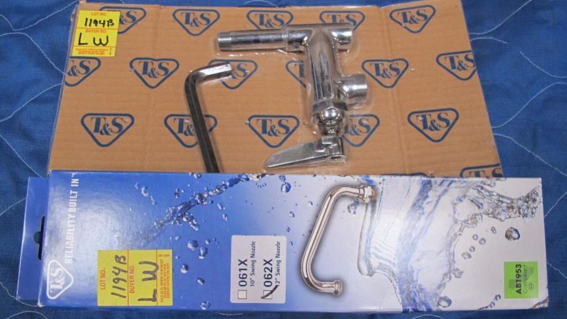 T and S add on faucet with lever handle Mod B-0155-LN plus 12in swing nozzle mod 062x. Unused.