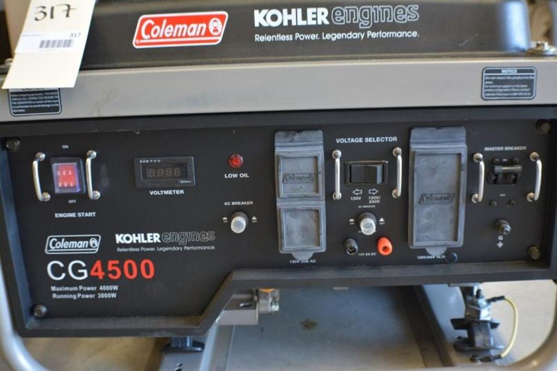 4000 Watts Gasoline Generator 6.5HP 120V with Electric Start by Coleman Powered by Kohler - Image 3 of 6
