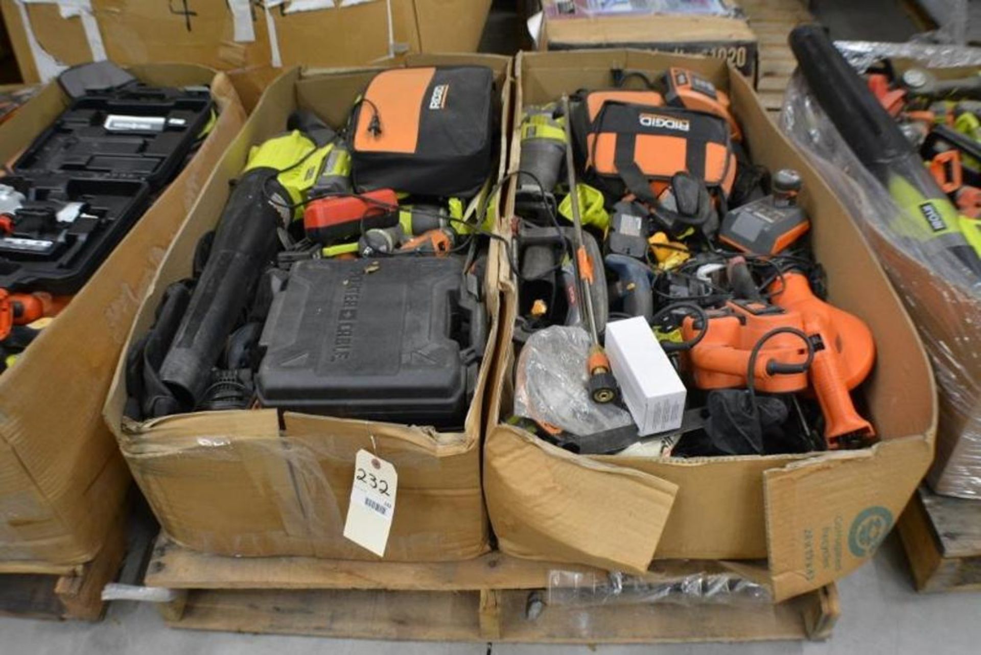 Power Tools. Assorted Brands. Ryobi + Ridgid + Dewalt + Milwaukee. Contents of Pallet