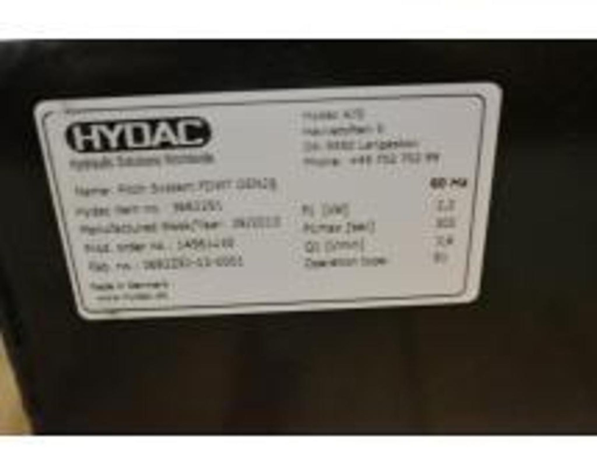 Hydac Hydraulic Pump item number 3682291. 2.2kW E-Motor # 1206060161 Pressure Relief Valve CE. (Phot - Image 3 of 7