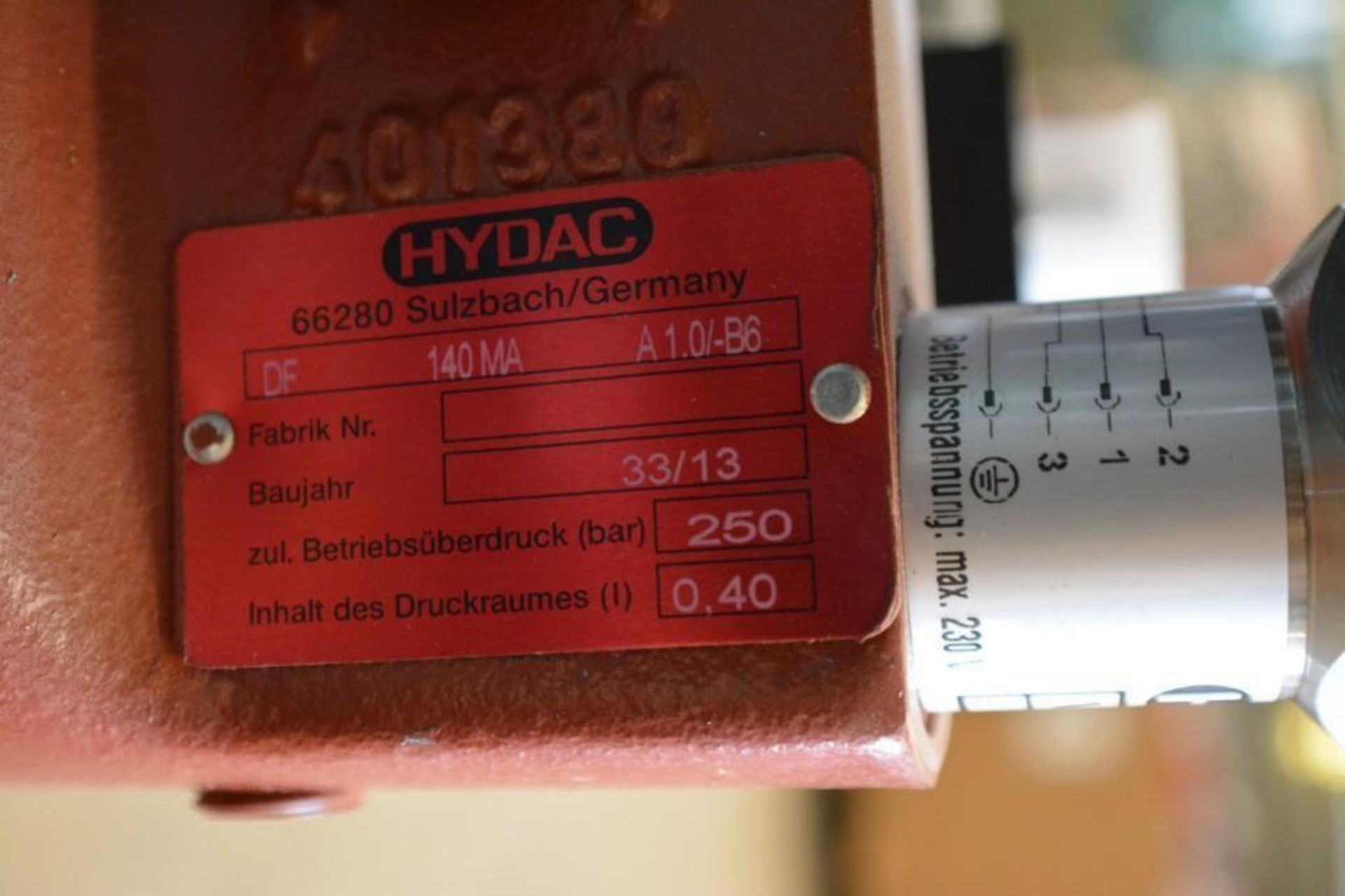 Hydac Hydraulic Pump item number 3682291. 2.2kW E-Motor # 1206060161 Pressure Relief Valve CE. (Phot - Image 7 of 7