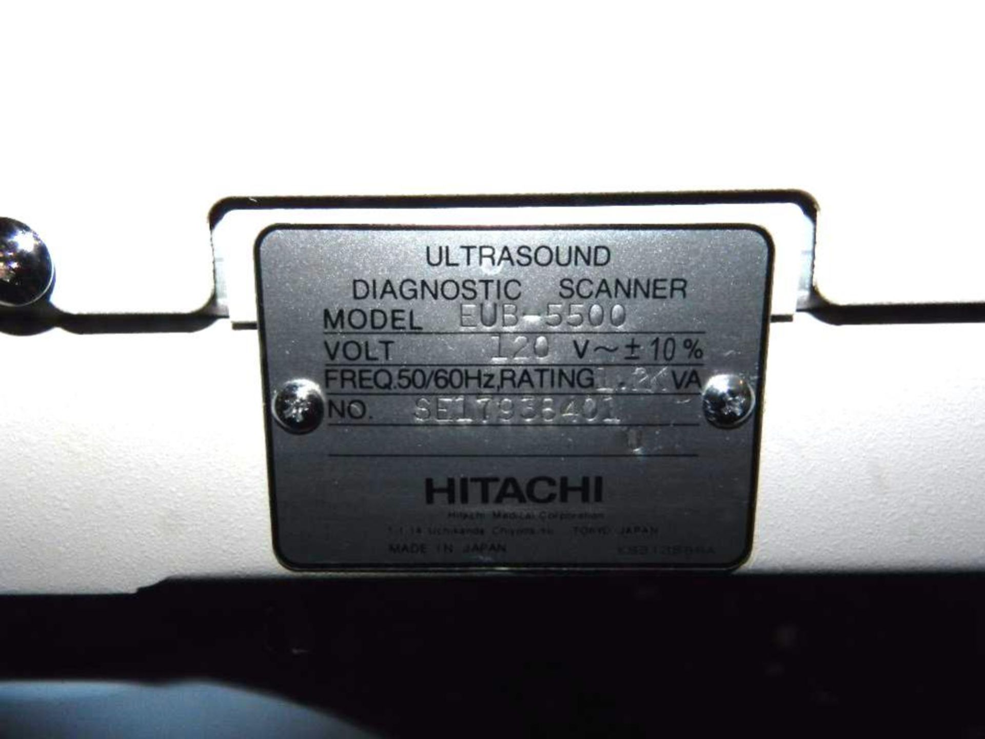 Ultrasound Color Doppler. Model Hitachi Hi Vision Model EUB-5500 Serial SE17938401. Including . Incl - Image 12 of 44