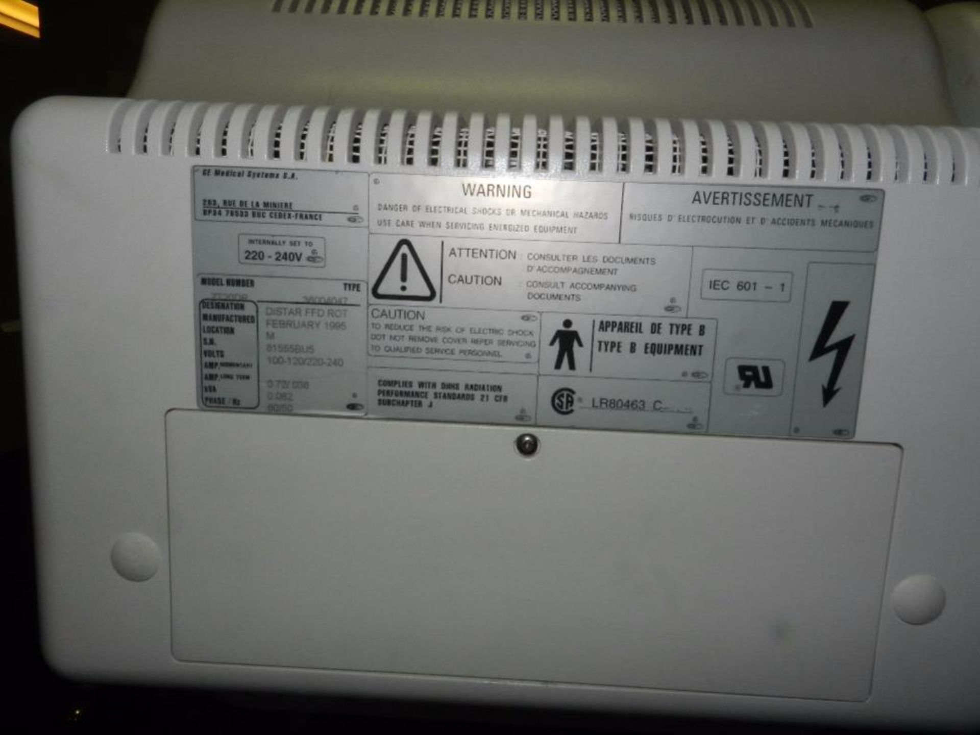 GE Steno scope Monitors. Model LR80463-C Serial 81555BU5. Serial LR80463C - Image 3 of 6