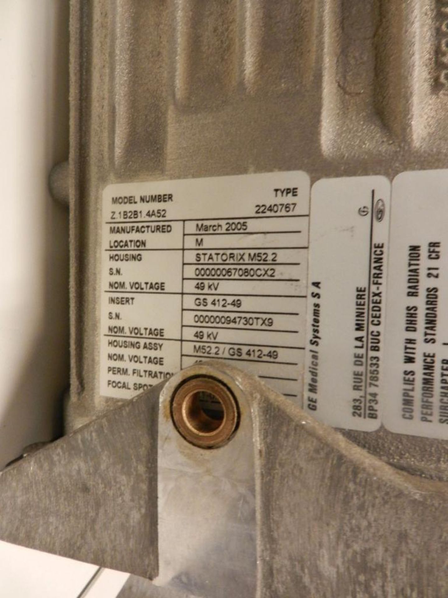 General Electric Mammography Unit X Ray Tube for DMR Model Statotrix M52.2. GS 412-49S SN94730TX9 - Image 5 of 6