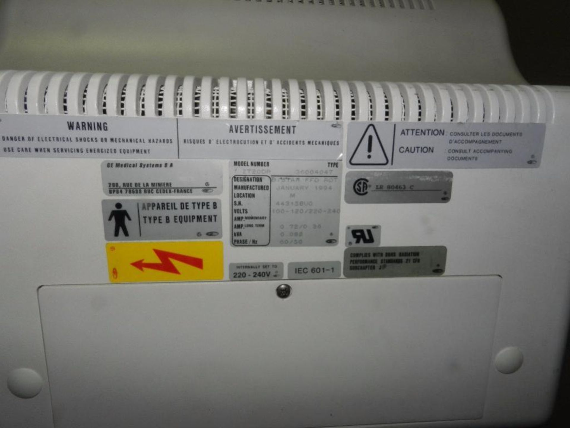 GE Steno scope Monitors. Model LR80463-C Serial 81555BU5. Serial LR80463C - Image 5 of 6