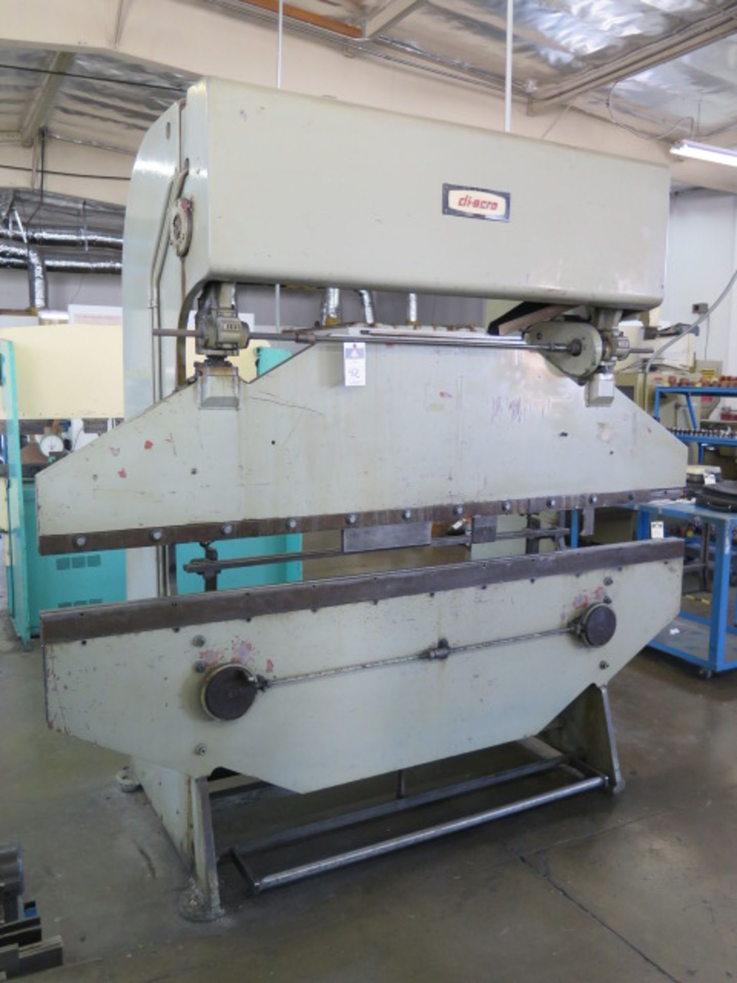 DiAcro 96” Hydraulic Press Brake w/ Manual Back Gage, 9 1/8” Throat, 62” Between Uprights - Image 2 of 5