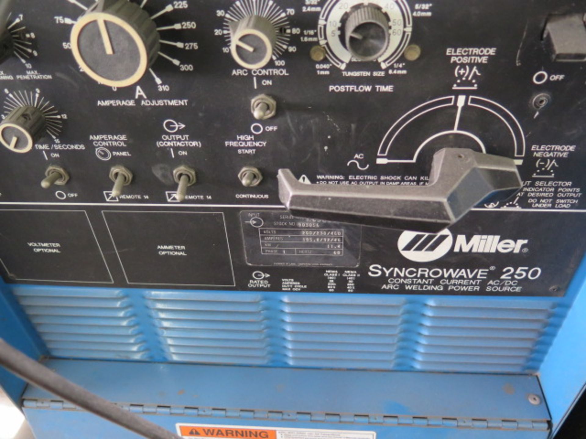 Miller Syncrowave 250 CC-AC/DC Arc Welding Power Source w/ Bernard Cooler - Image 3 of 4