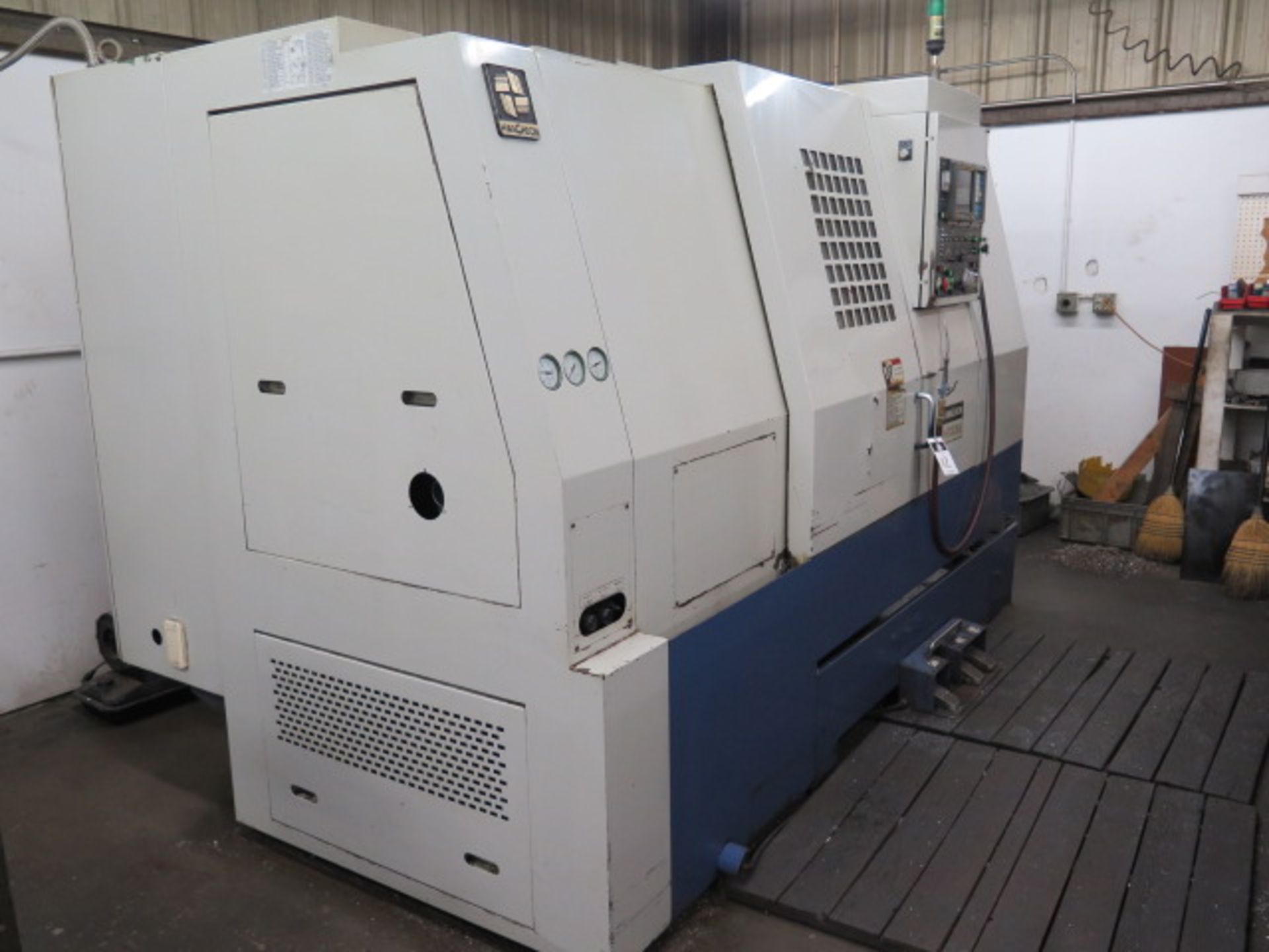 1995 HwaCheon Hi-ECO31A CNC Turning Center s/n M05734311L-49 w/ Fanuc Series 0-T Controls, 10- - Image 3 of 10