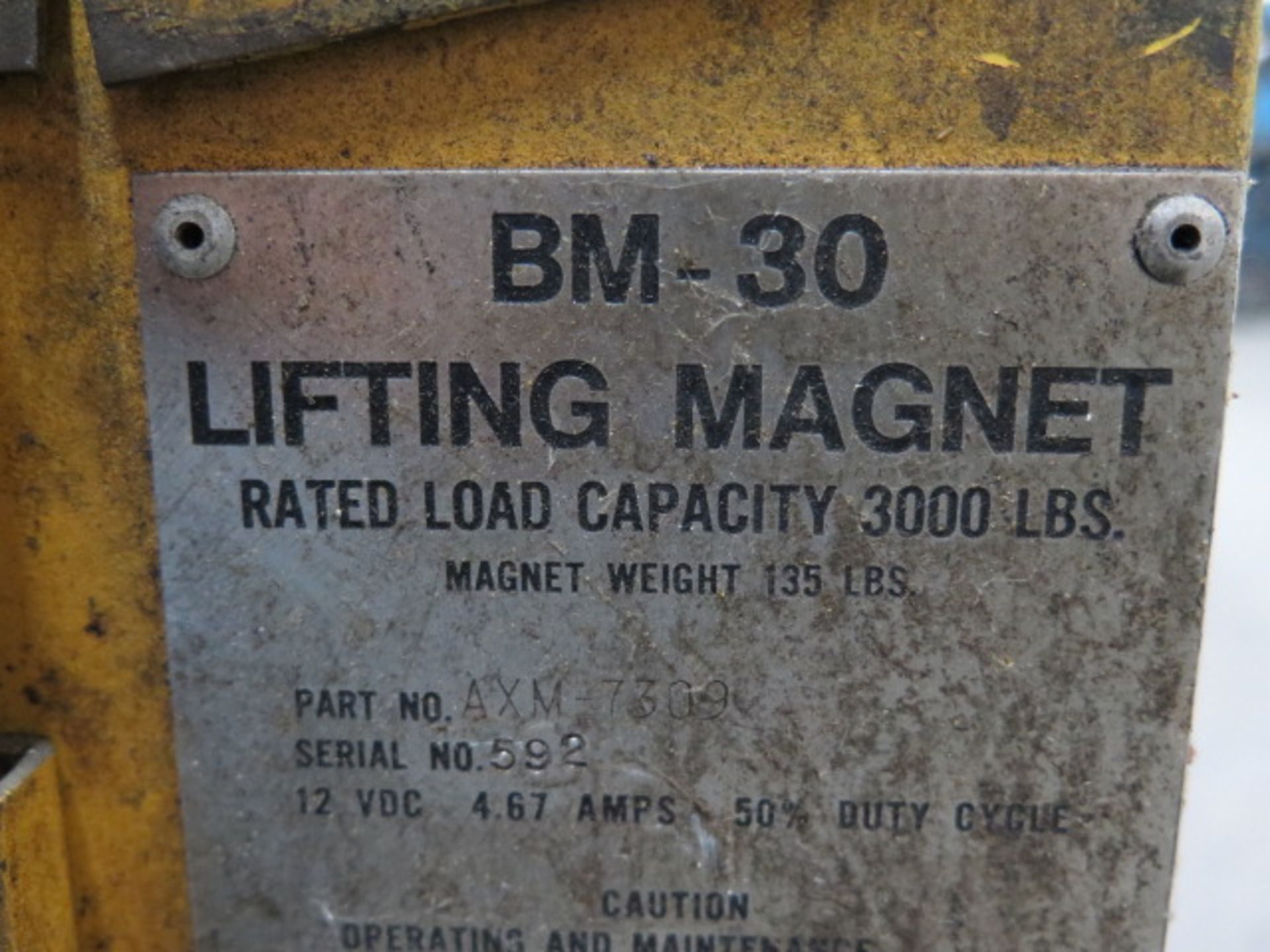 Walker-Bux mdl. BM-30 3000 Lb Cap Electric Lifting Magnet w/ Charger - Image 3 of 3