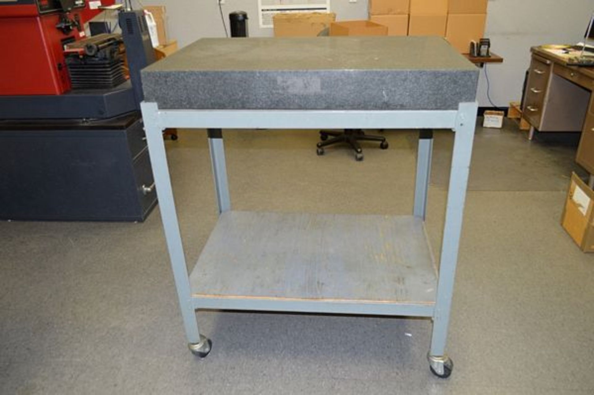 Inspection Table with Rolling Cart Table Size 36 1/2" x 24 1/2" and 4 1/4" Thick, Last Calibrated - Image 5 of 5