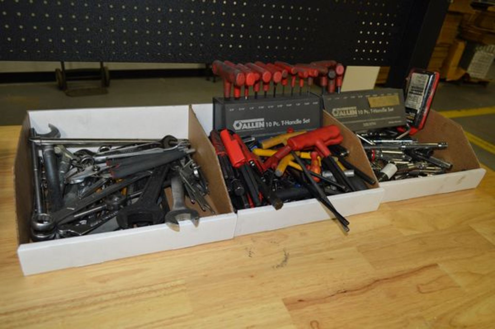 Various Hand Tools, Wrenches, Channel Locks, Allen Keys, Sockets, Socket Wrenches, 3 Boxes Total