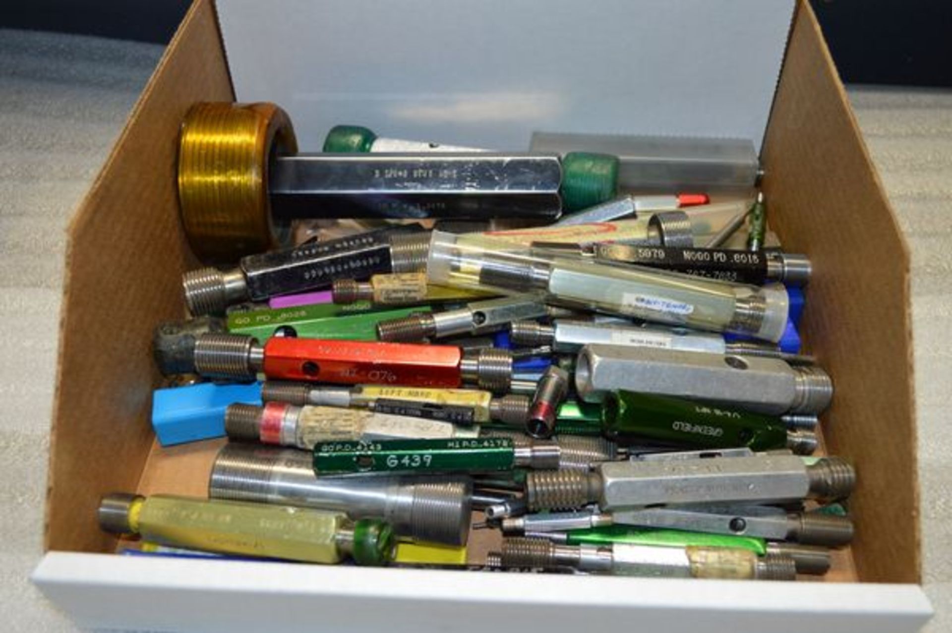 Box of Various Internal Thread Plug Gages