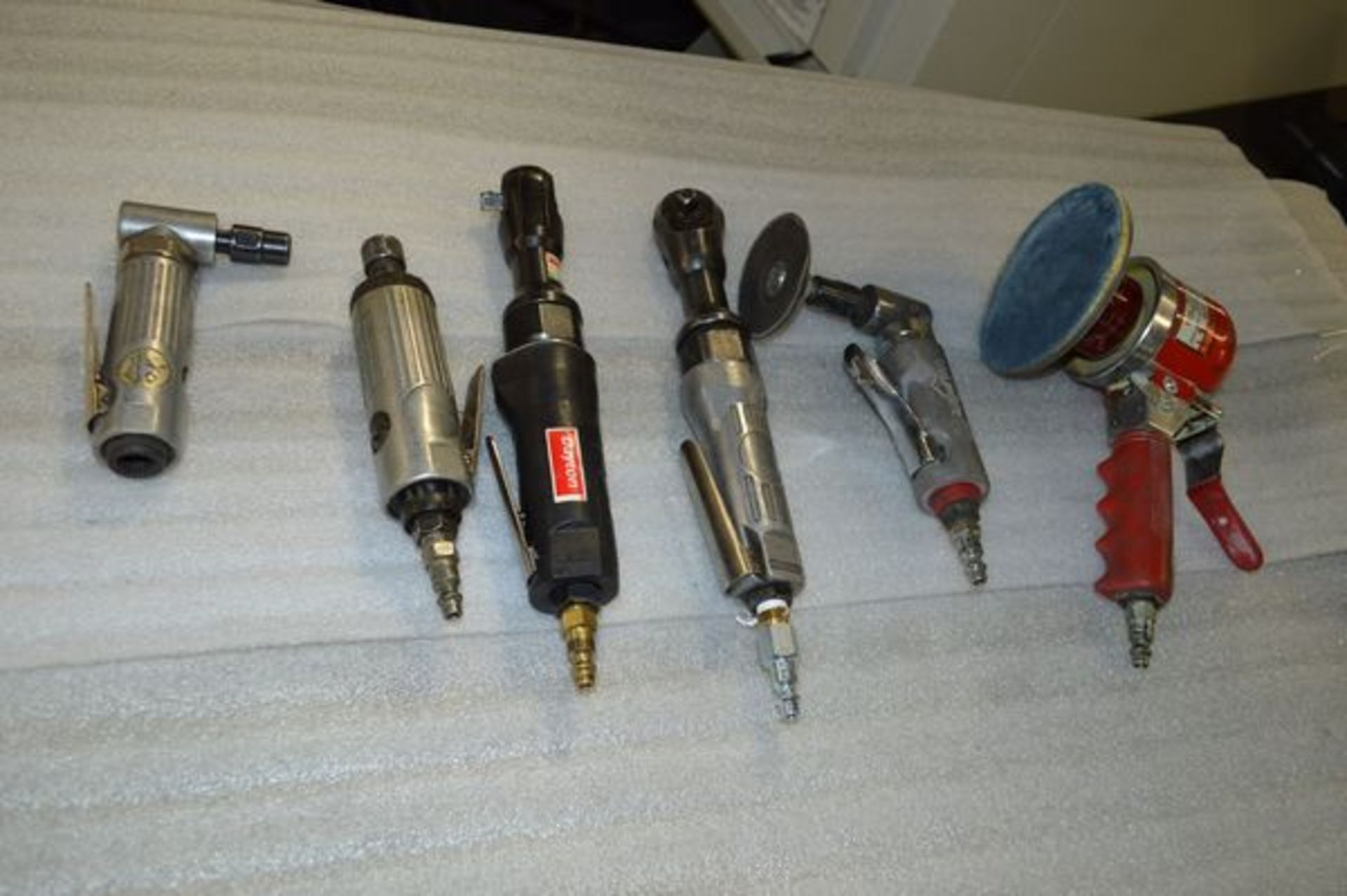 Various Newmatic Hand Tools, Grinders, Ratchet Wrench, Dayton Dual Action Sander