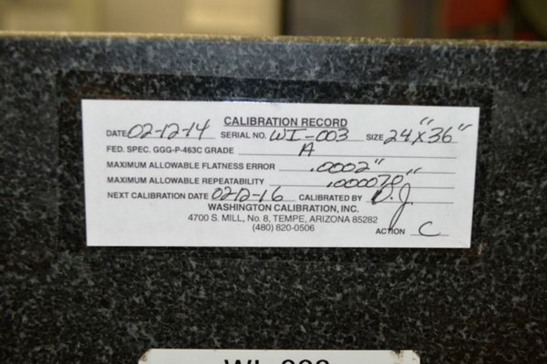 Inspection Table with Rolling Cart Table Size 36 1/2" x 24 1/2" and 4 1/4" Thick, Last Calibrated - Image 3 of 5