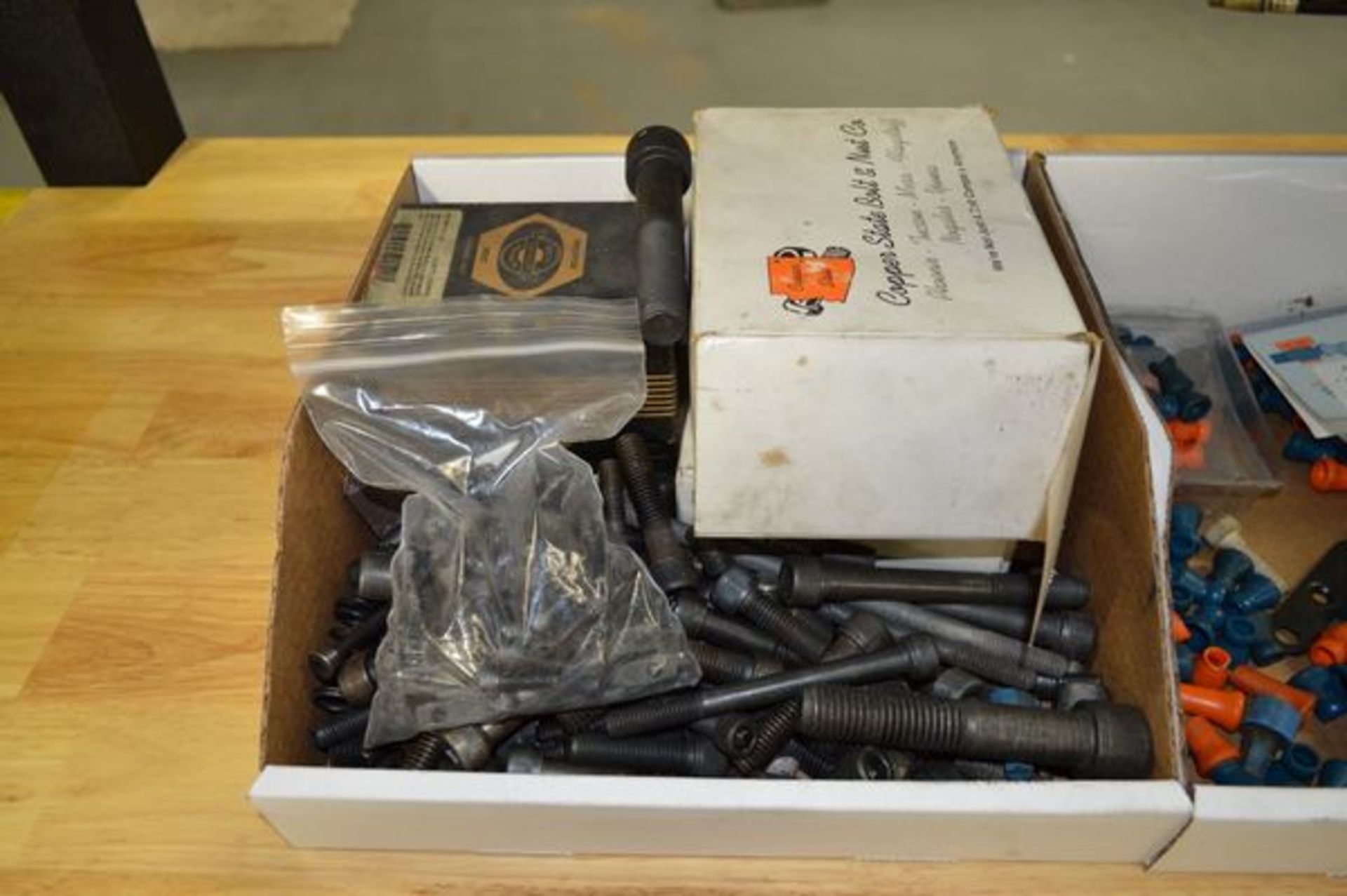 Box of Various Hex Bolts, Coolant Nozzle Attachments, Hand Saws, Grease Guns - Image 2 of 5