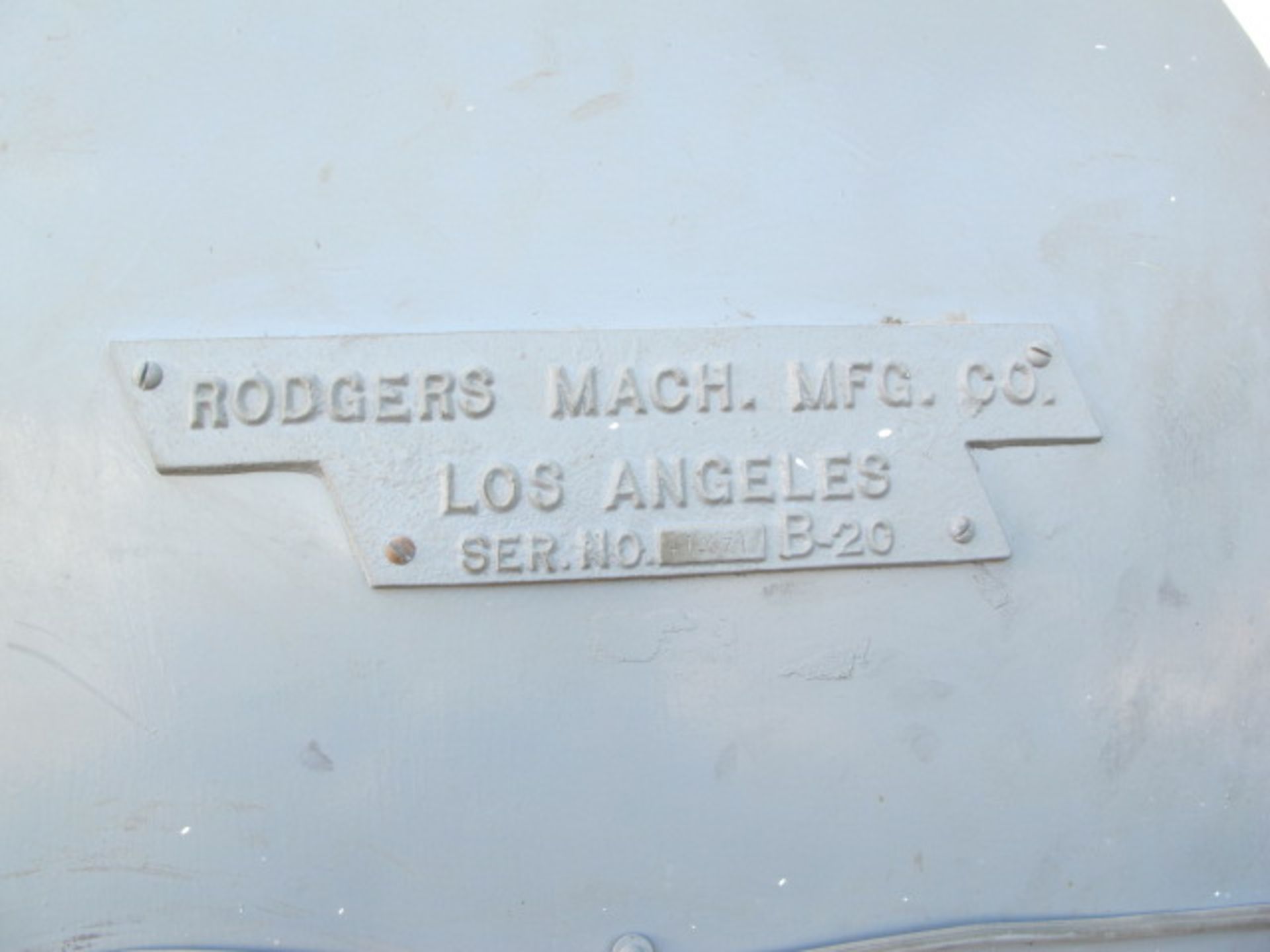 Rodgers mdl. B-20 19" Vertical Band Saw s/n 41371 - Image 3 of 3