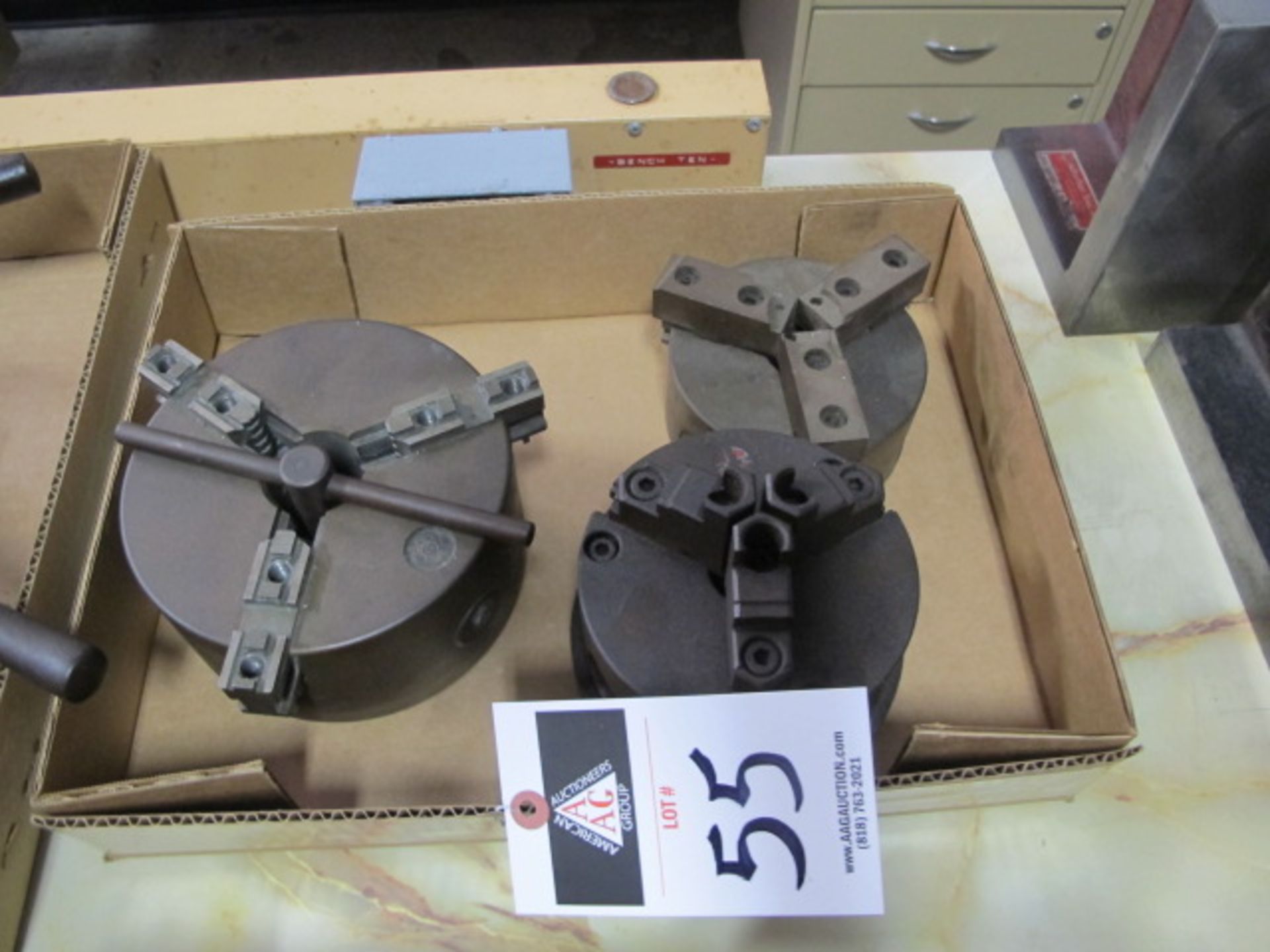 6 1/2" 3-Jaw Chuck, (2) 5" 3-Jaw Chucks