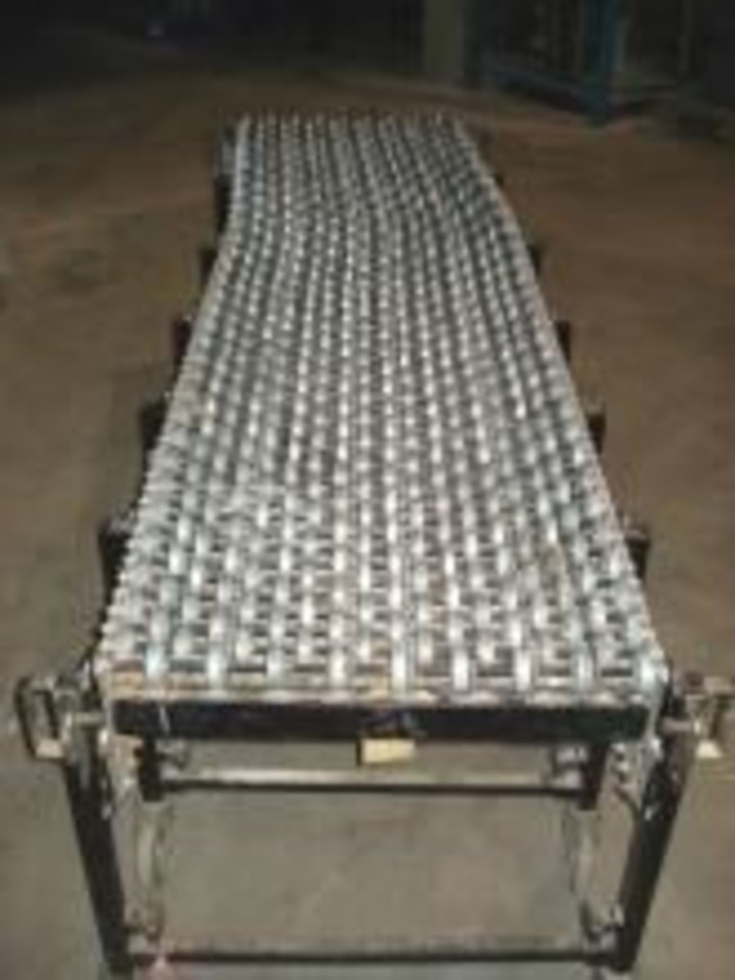 Used BestaFlex 24’ Long Roller Conveyor. Flexible roller conveyor.  Measures 24’ long when fully