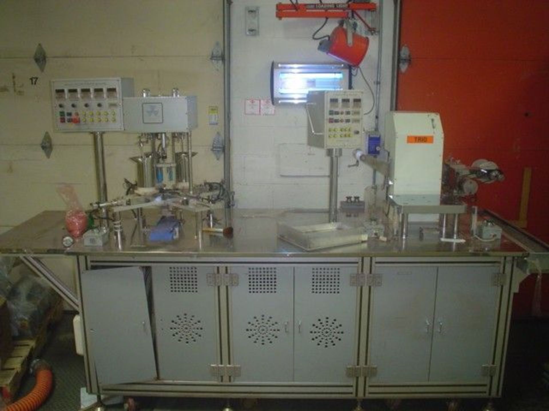 Used Interpack Powder Press Multi Color Powder Machine.  Electrics: 3Ph/60Hz/250Volts, 30Amps.(