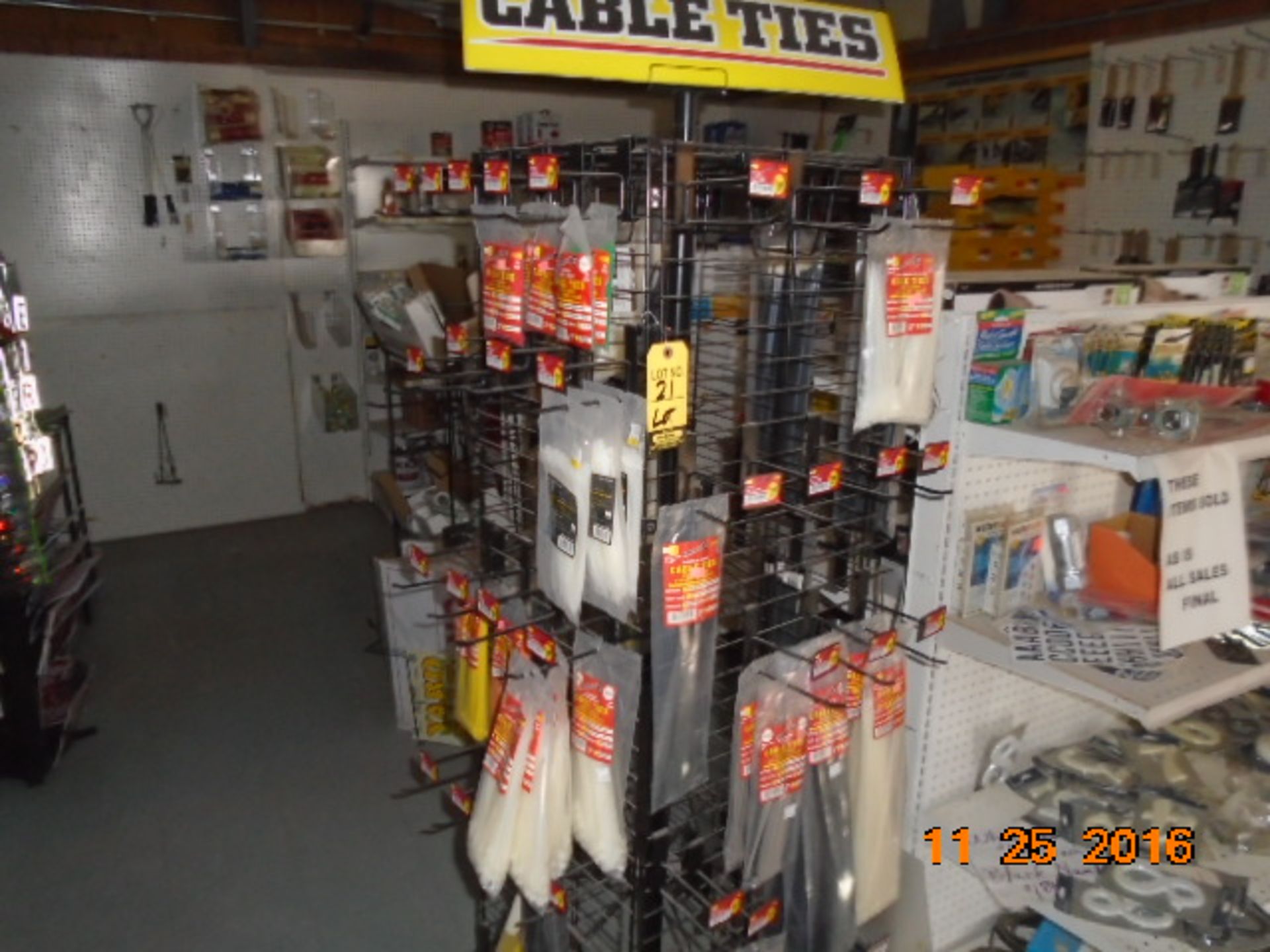 LOT CABLE TIES W/RACK