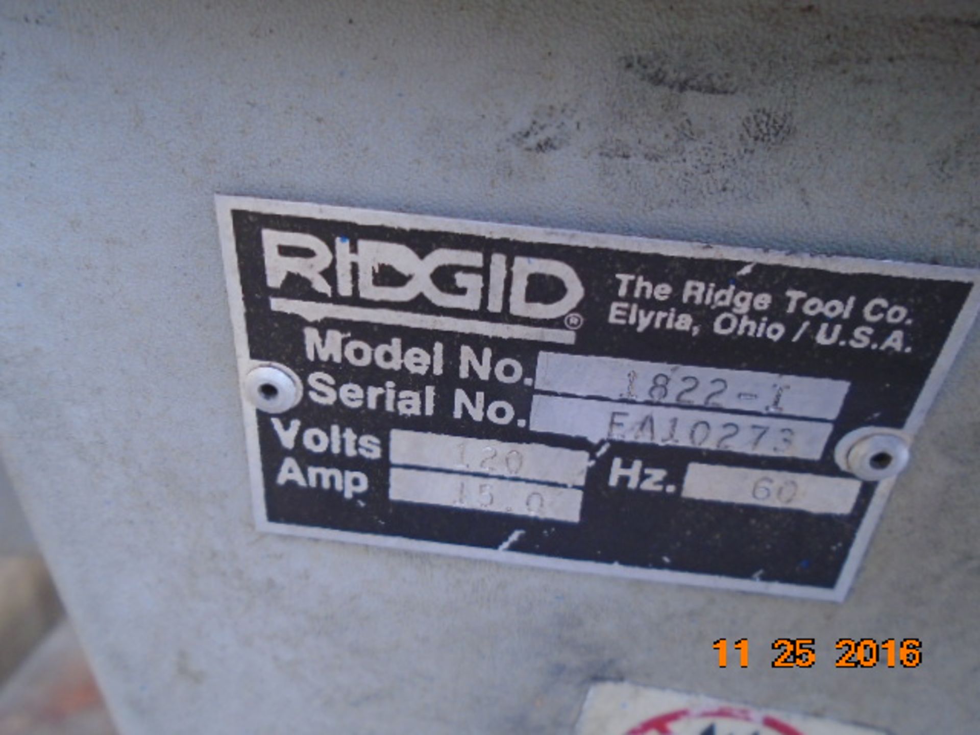 RIDGID MDL. 1822-I THREADER SN. FA10273 - Bild 2 aus 2