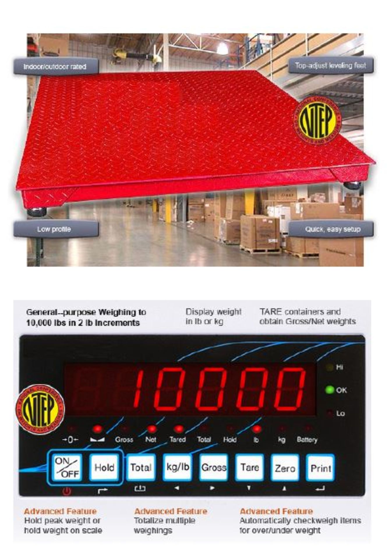 BRAND NEW 10000 X 2 LB. CAP. PALLET FLOOR SCALE WITH DISPLAY (NTEP APPROVED) - Image 2 of 4