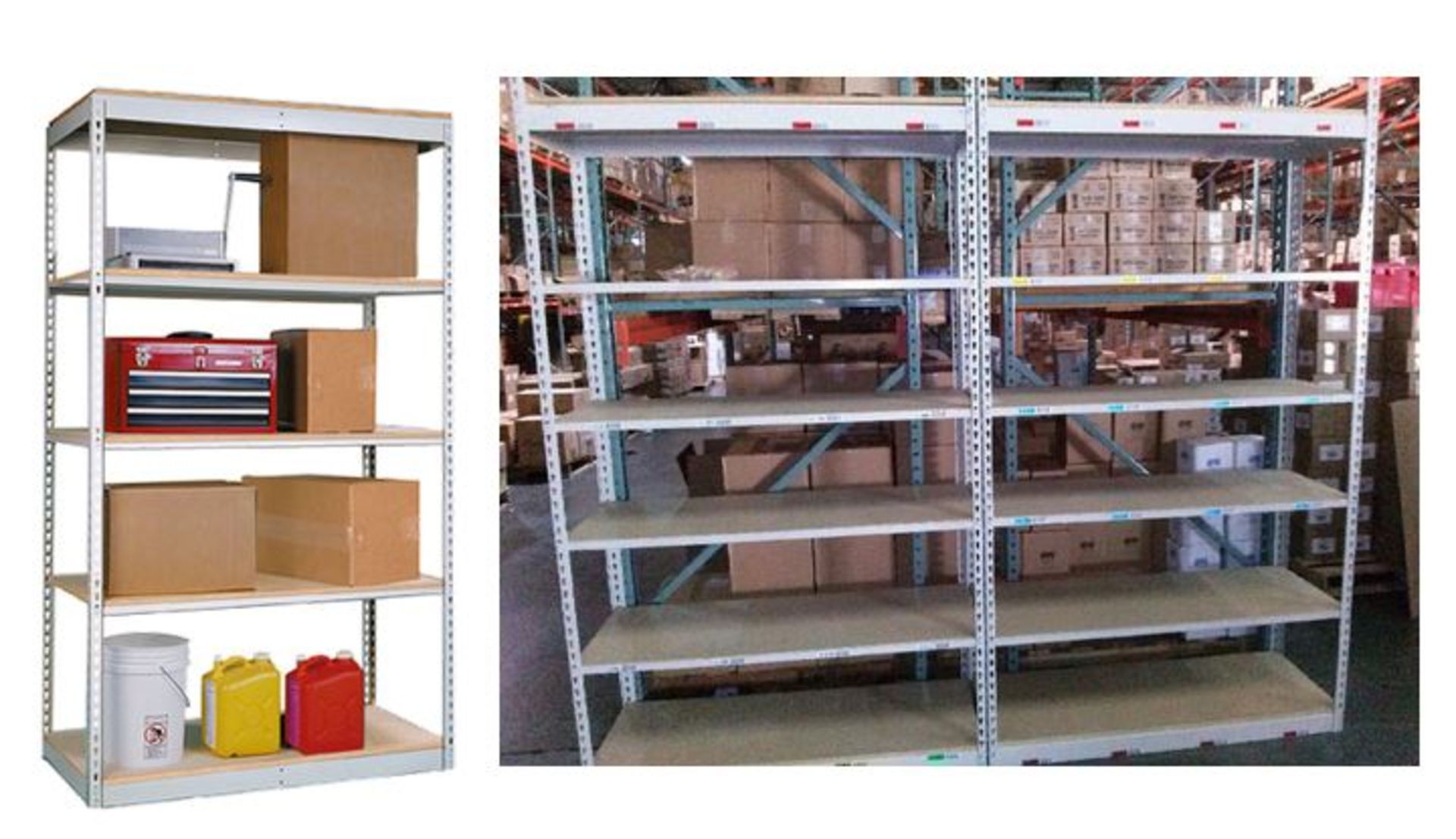 Truckload of Rivetier Shelving ,Size: 18"D X 48"W X 84"H, 385 sections Total