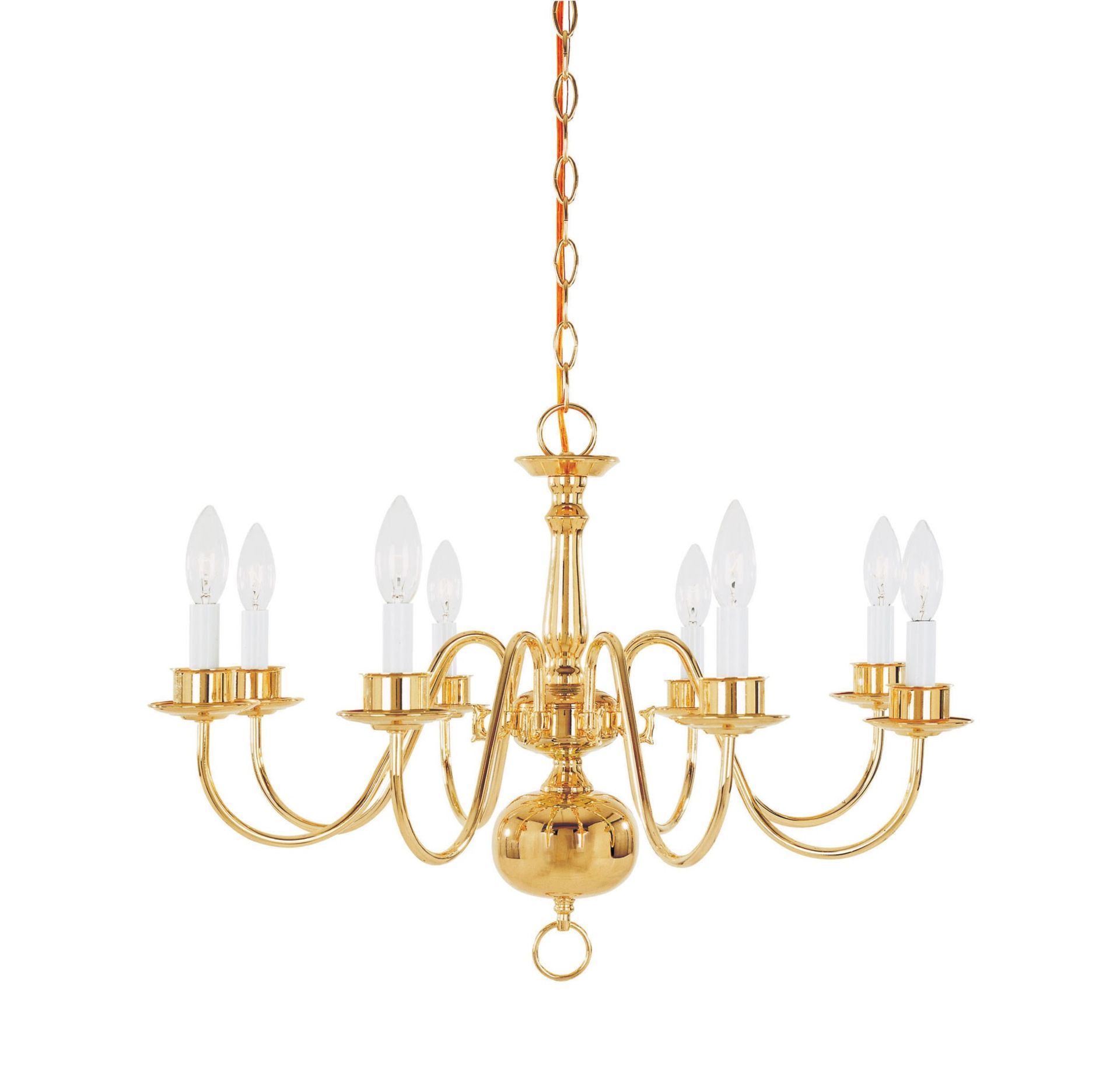 SAVOY HOUSE EIGHT LIGHT DESIGNER LIGHTED CHANDELIER,  MODEL # 69-WB1708-PB, FINISH:POLISHED BRASS,