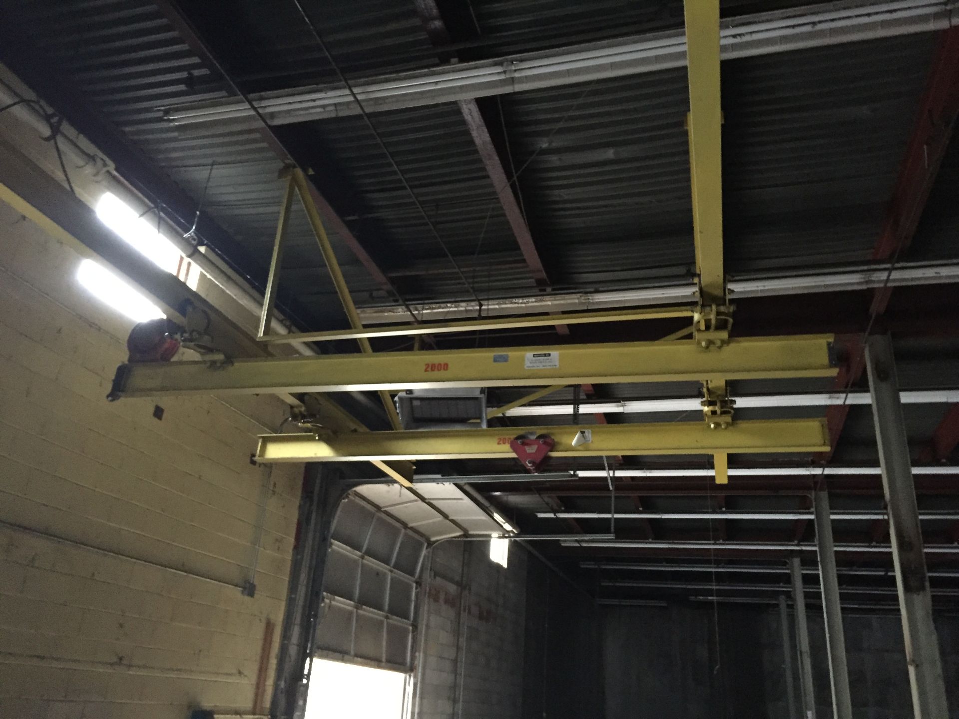 2 TON OVERHEAD CRANE GUIDE SYSTEM WITH TWO TROLLY, NO CRANE. READY TO LOAD. - Image 3 of 6