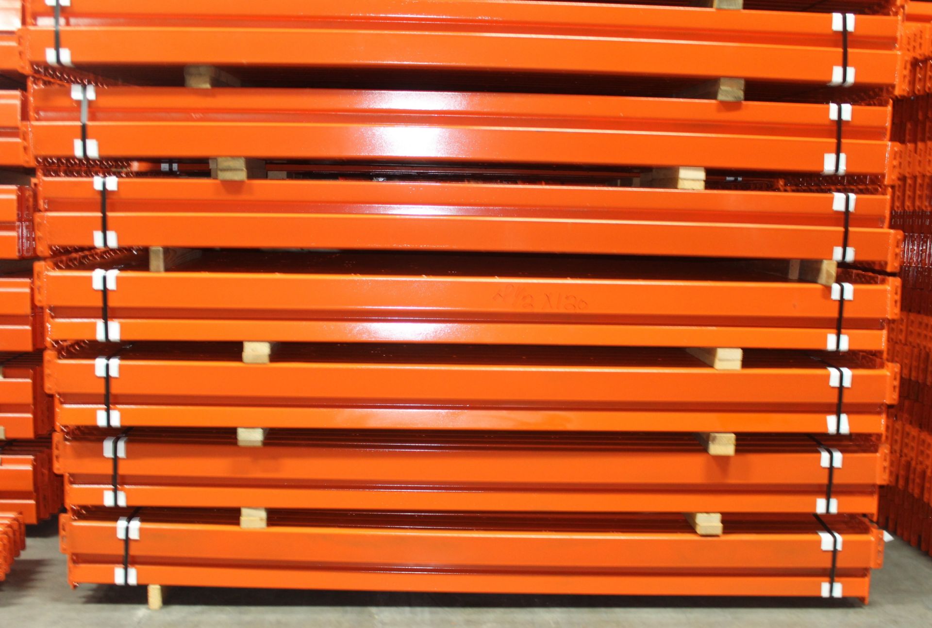 300 PCS OF TEAR DROP STYLE PALLET RACK BEAM SIZE 120"L X 4.5"W. LIKE NEW. - Image 2 of 3