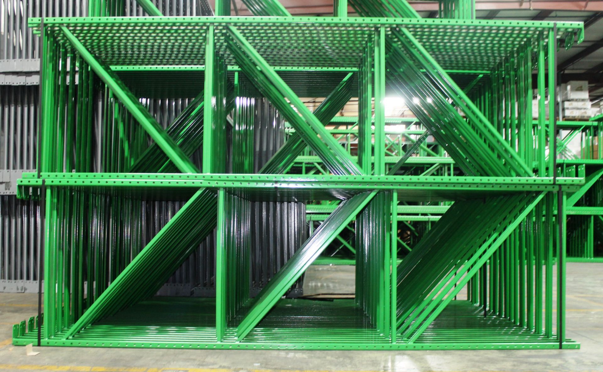 30 PCS OF 144"H X 42"D TEARDROP STYLE PALLET RACK UPRIGHTS, LIKE NEW