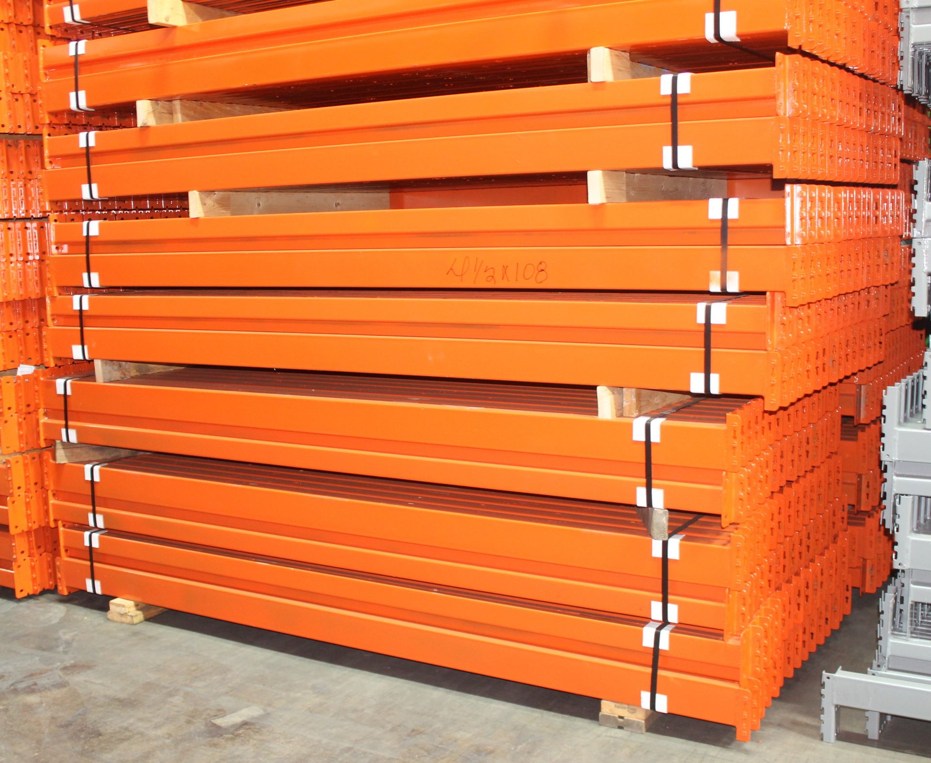 300 PCS OF TEAR DROP STYLE PALLET RACK BEAM, SIZE 108"L X 4.5"W. LIKE NEW. - Image 3 of 3