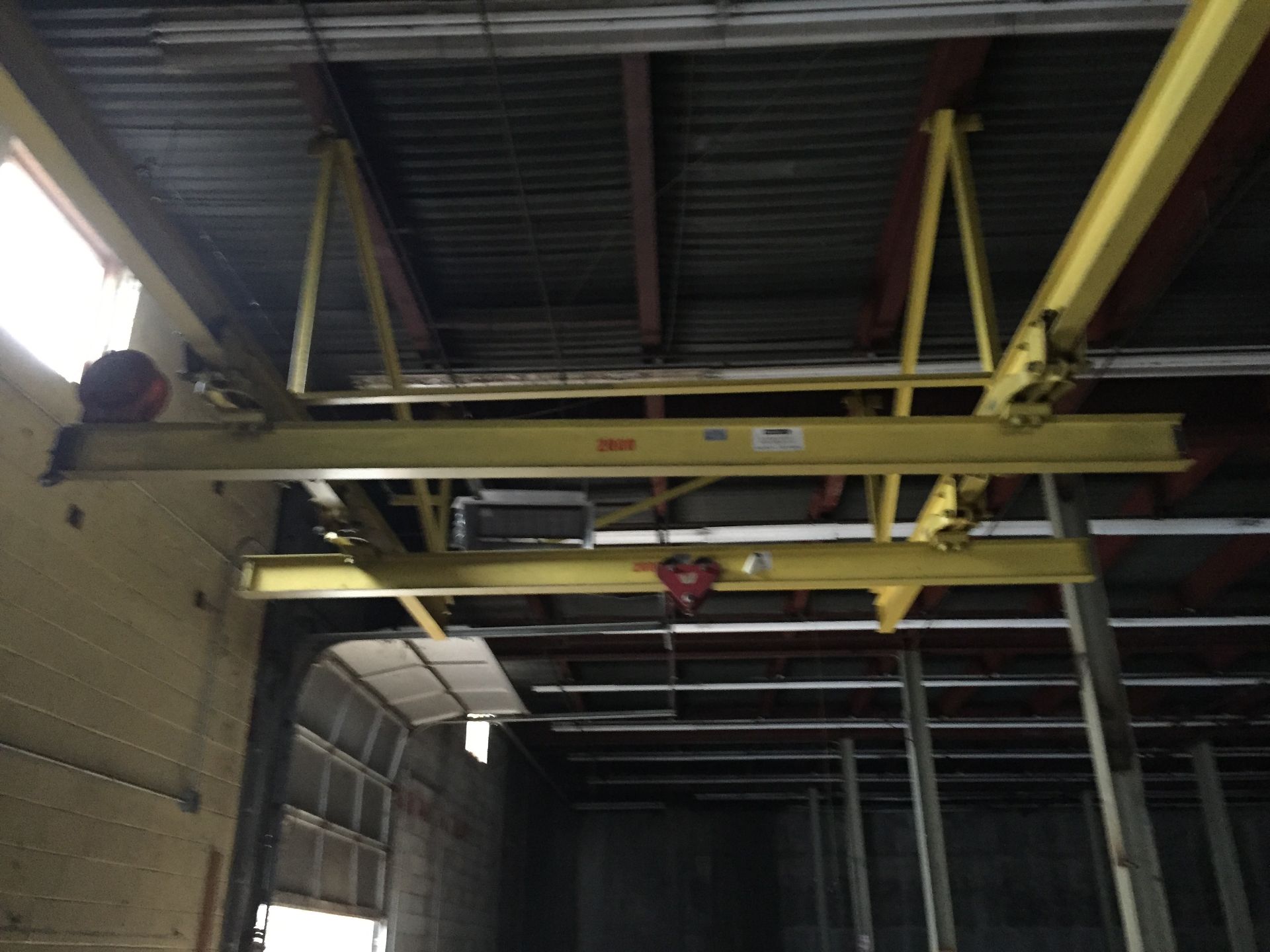 2 TON OVERHEAD CRANE GUIDE SYSTEM WITH TWO TROLLY, NO CRANE. READY TO LOAD. - Image 5 of 6