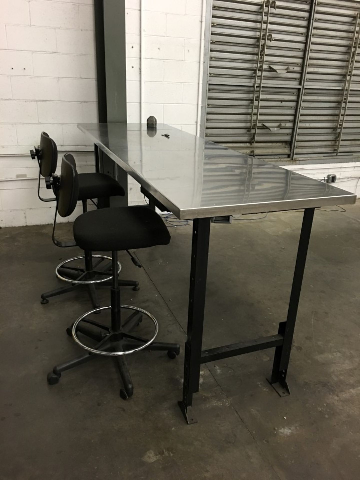 STAINLESS STEEL WORK TABLE WITH CHAIR