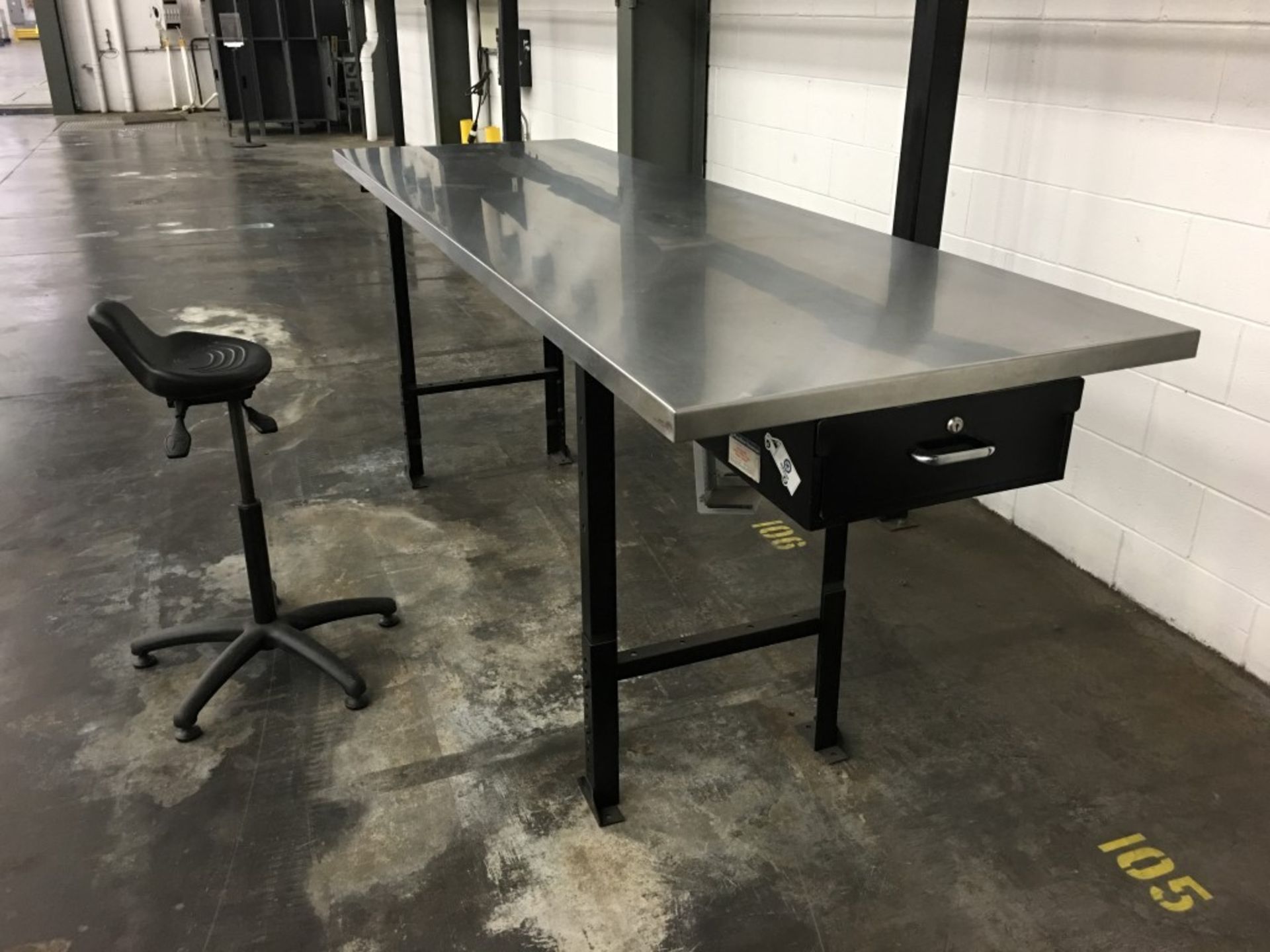 STAINLESS STEEL WORK TABLE WITH CHAIR