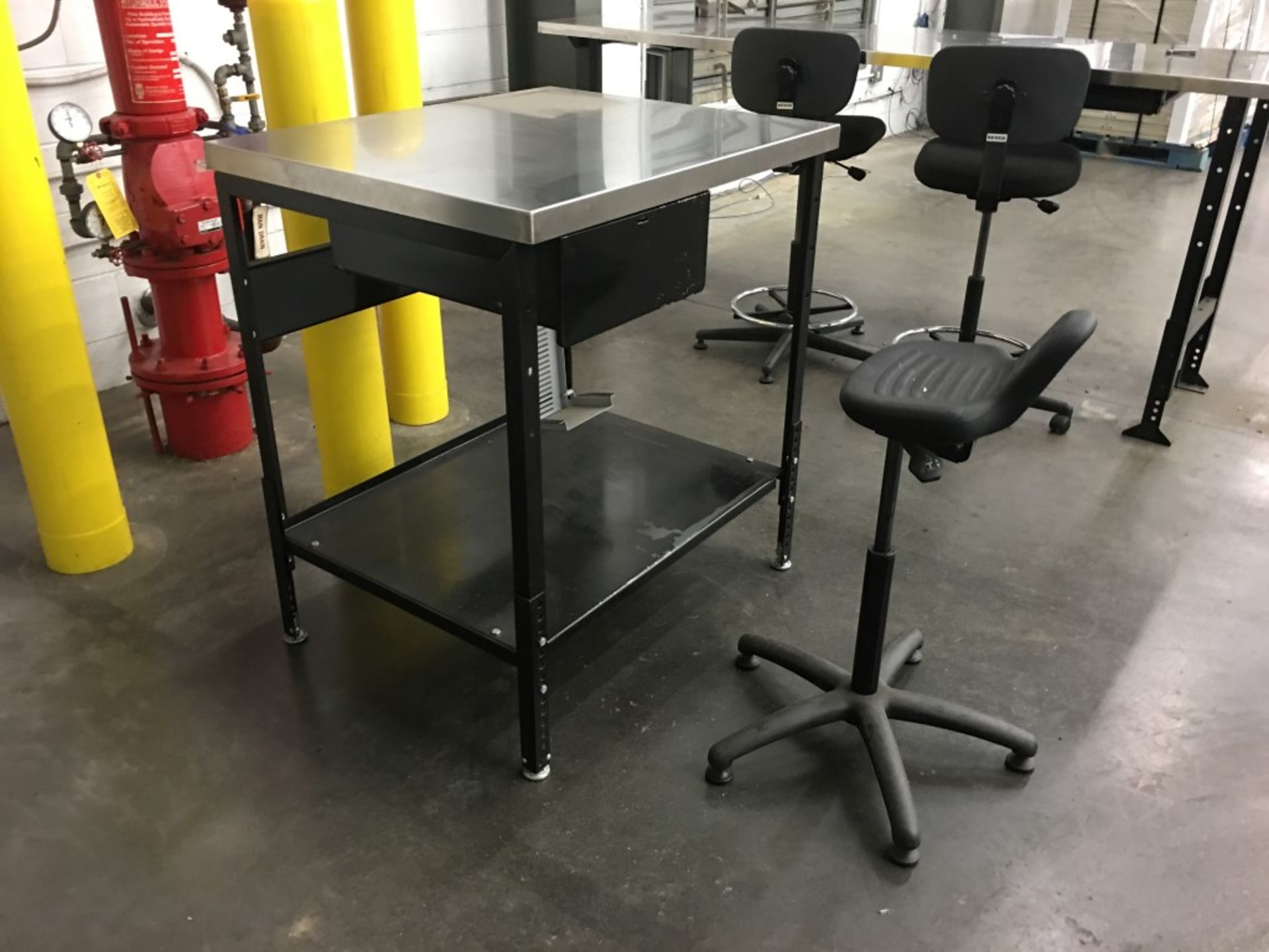 STAINLESS STEEL WORK TABLE WITH CHAIR