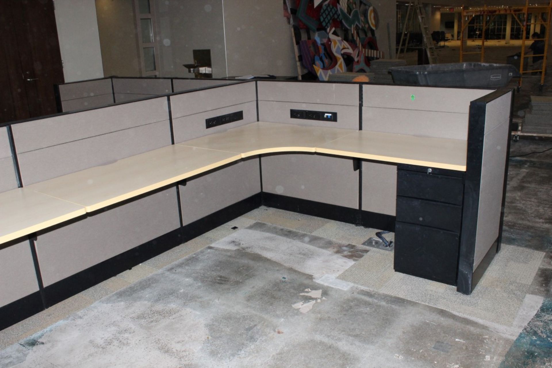 HIGH END EXECUTIVE CUBICLES WITH KEYS AND BLACK FILING CABINET, - Image 3 of 13